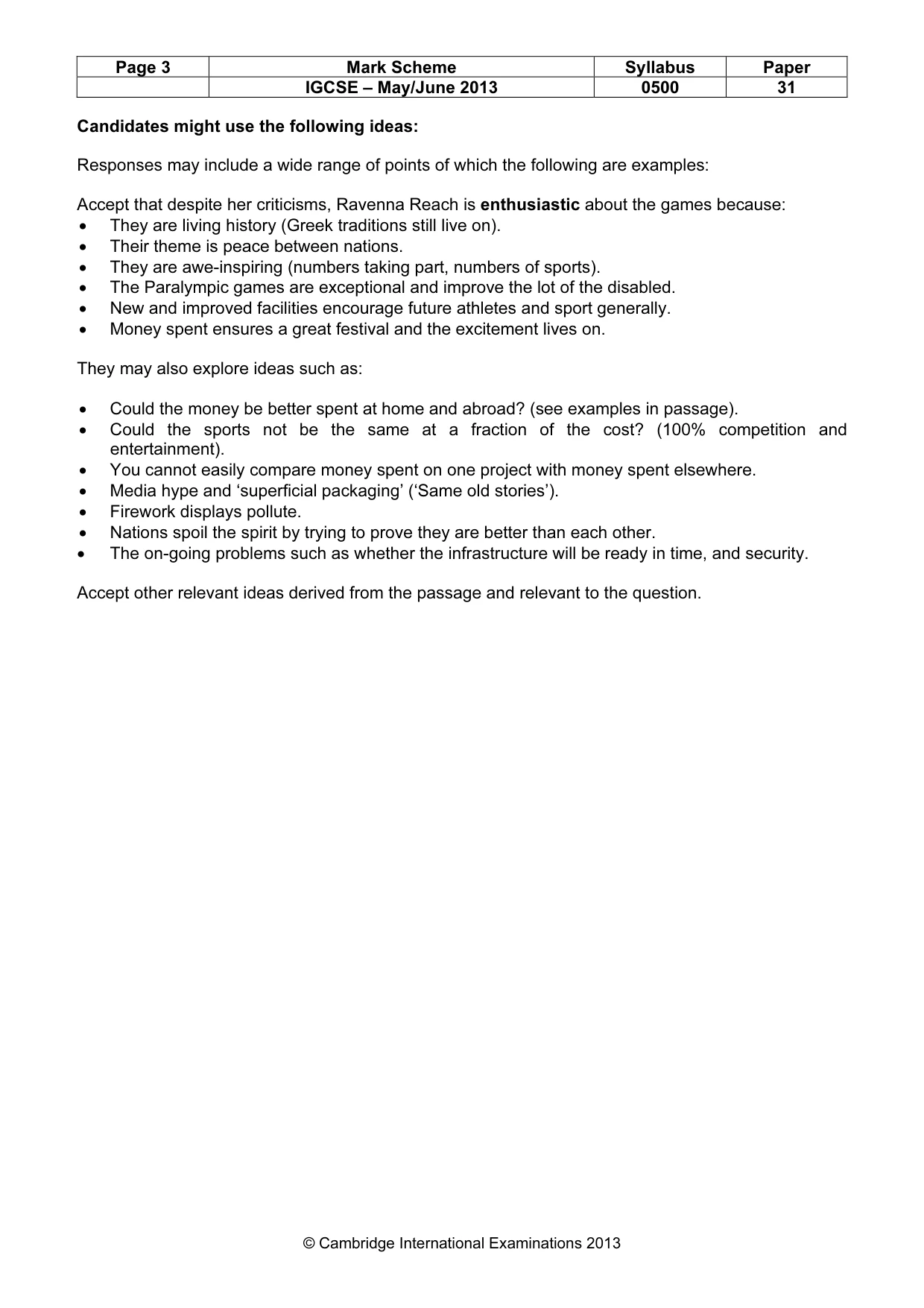 Mark scheme, page 3 of 9
