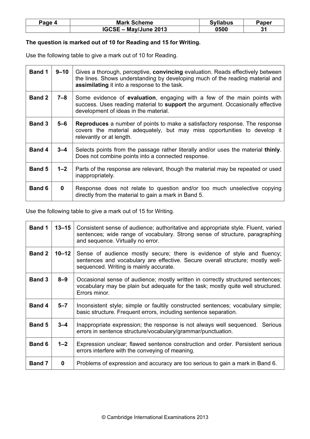 Mark scheme, page 4 of 9