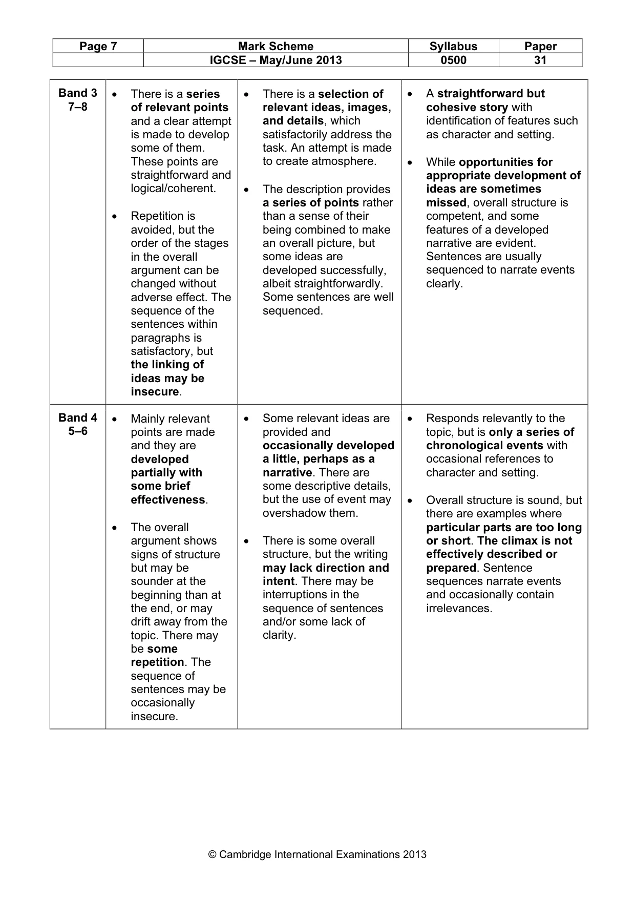 Mark scheme, page 7 of 9