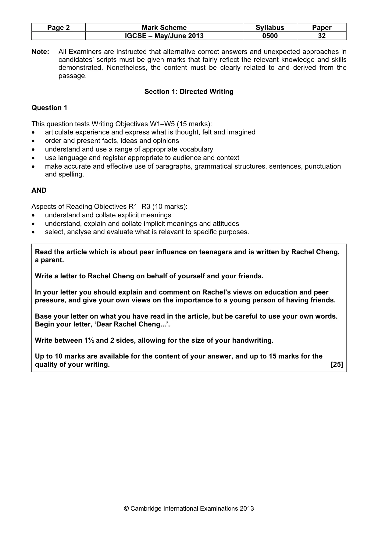 Mark scheme, page 2 of 9