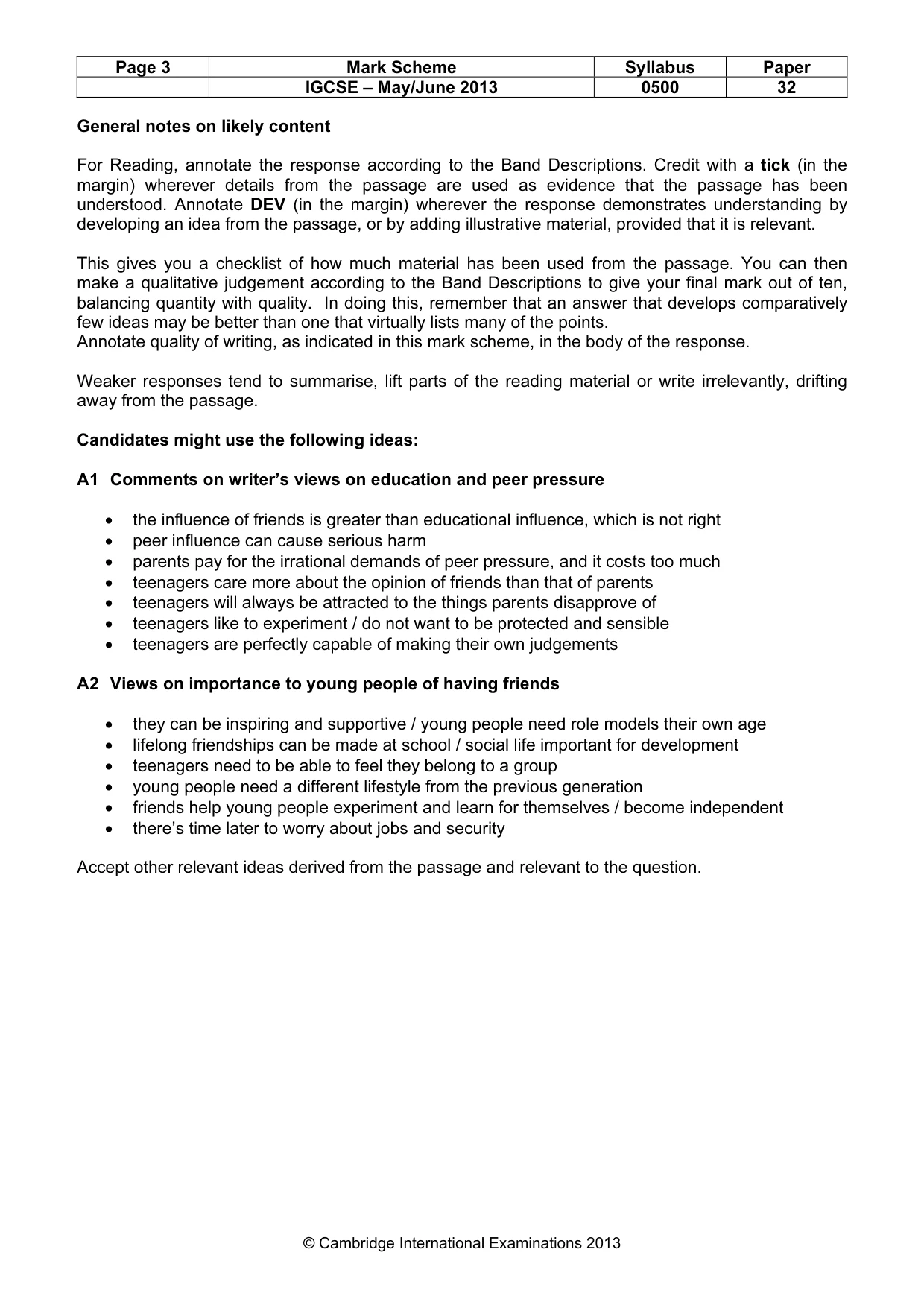 Mark scheme, page 3 of 9