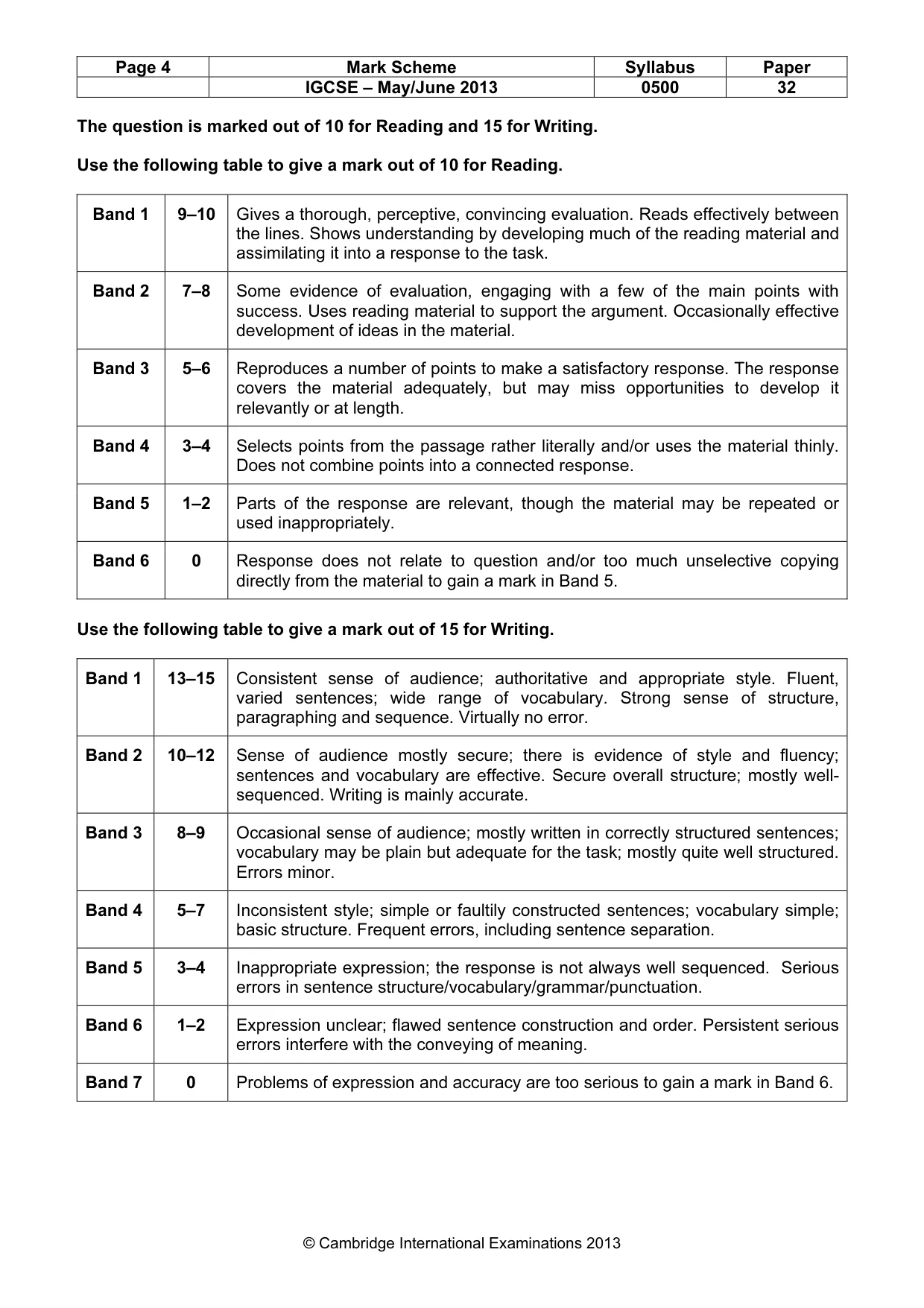 Mark scheme, page 4 of 9