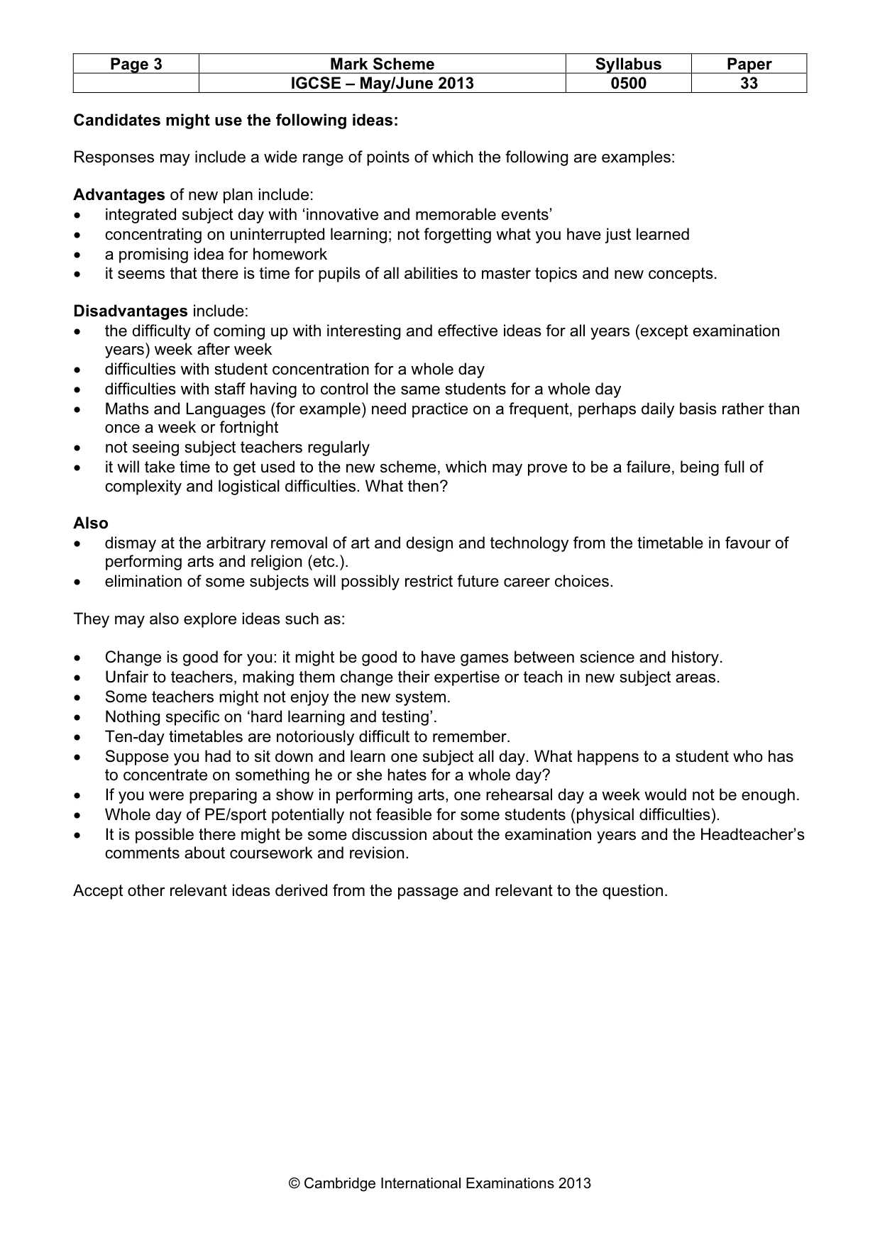 Mark scheme, page 3 of 9