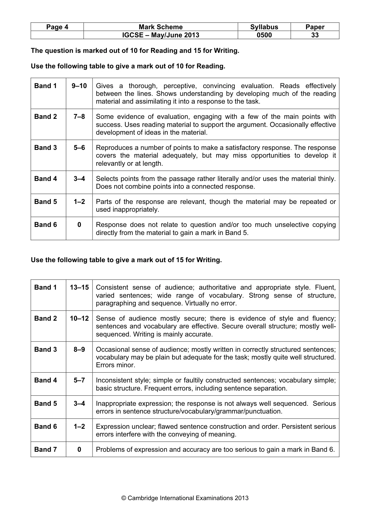 Mark scheme, page 4 of 9