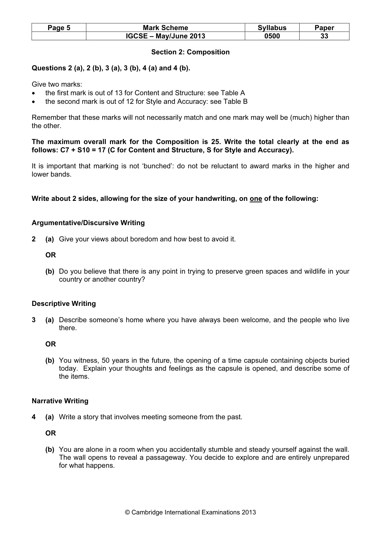 Mark scheme, page 5 of 9