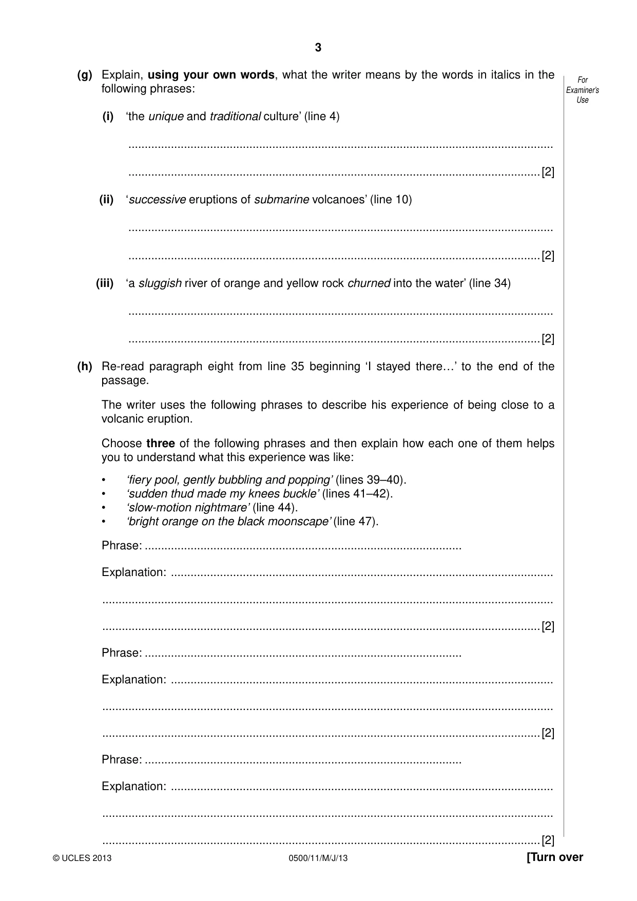 Cambridge IGCSE English - First Language 0500 2013 May/June Paper 1 · Variant 1 question paper, page 3 of 8