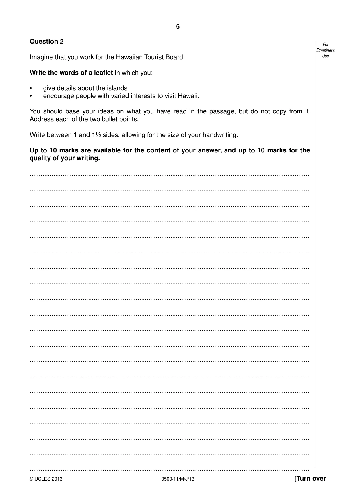 Cambridge IGCSE English - First Language 0500 2013 May/June Paper 1 · Variant 1 question paper, page 5 of 8
