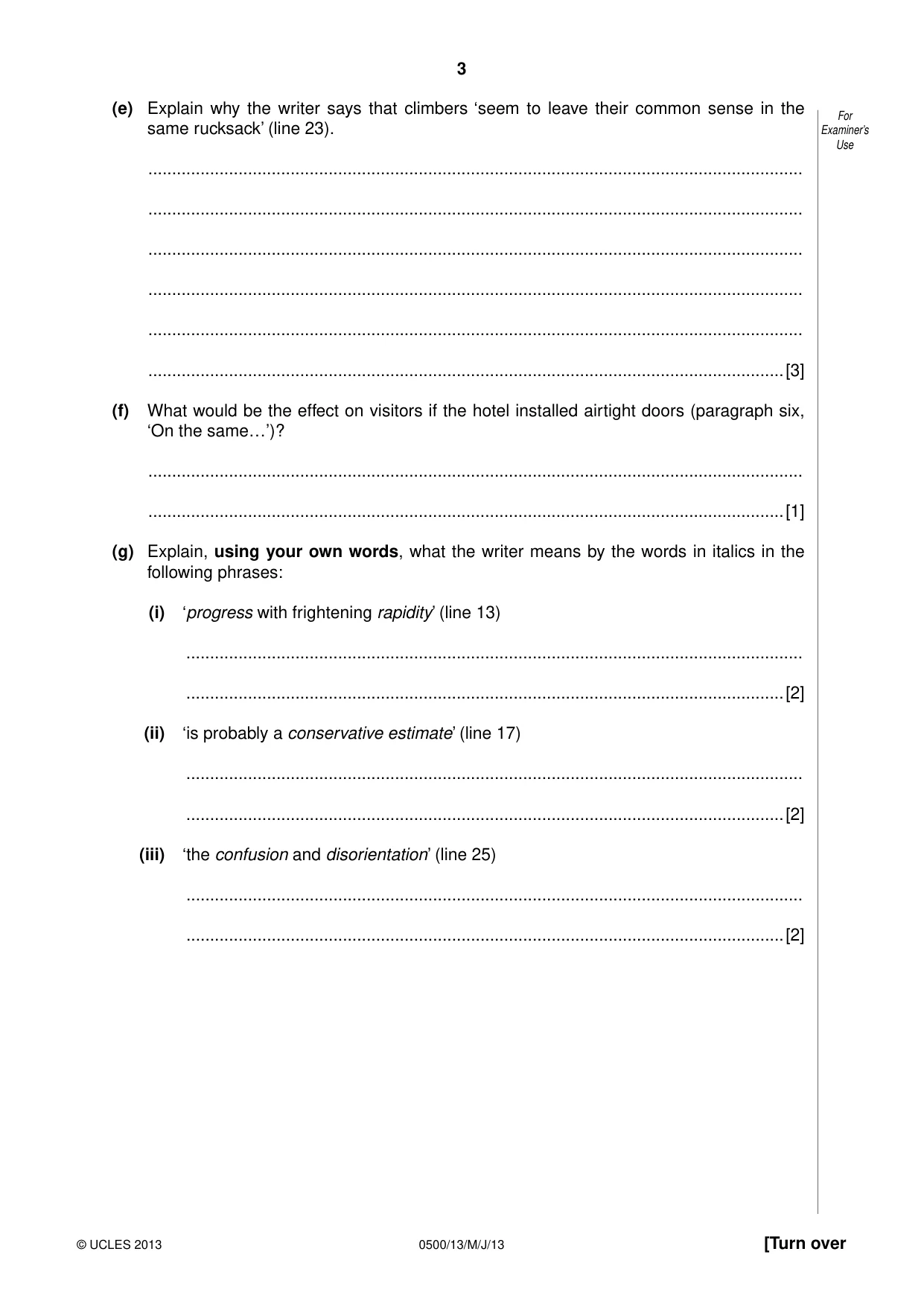 Cambridge IGCSE English - First Language 0500 2013 May/June Paper 1 · Variant 3 question paper, page 3 of 12