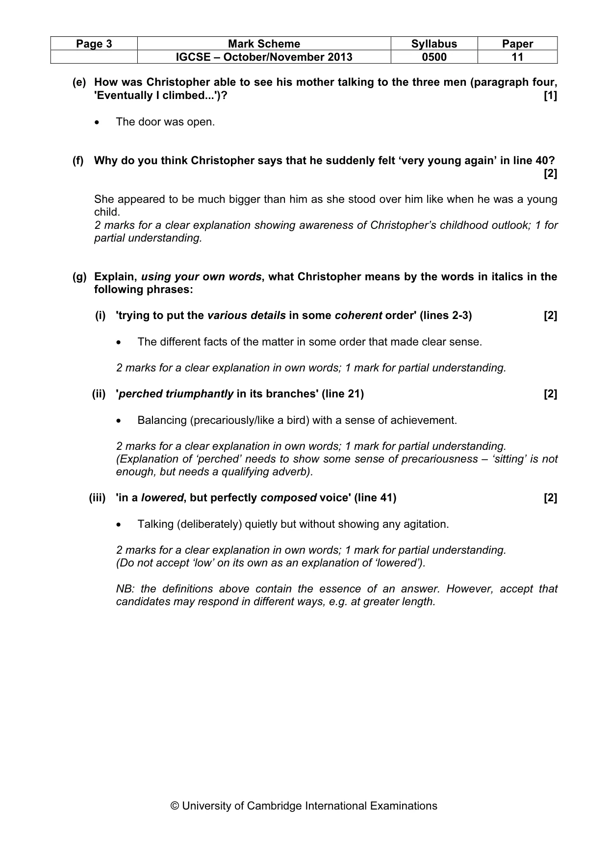 Mark scheme, page 3 of 7