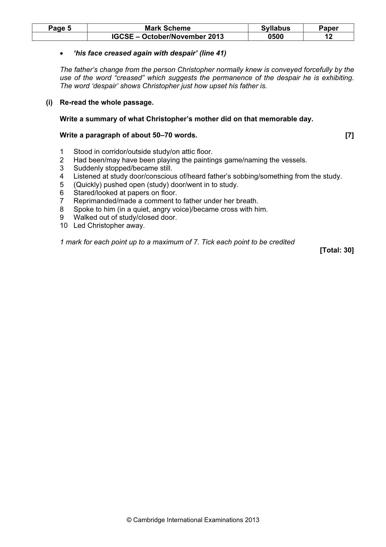 Mark scheme, page 5 of 8