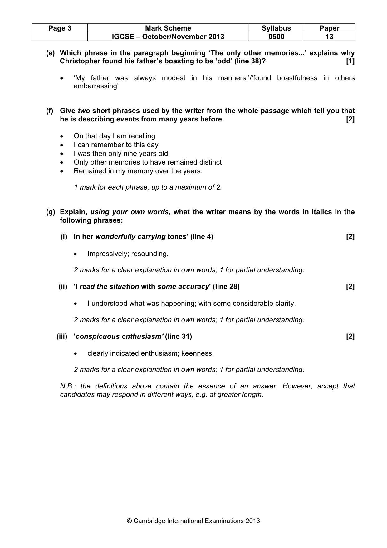 Mark scheme, page 3 of 7
