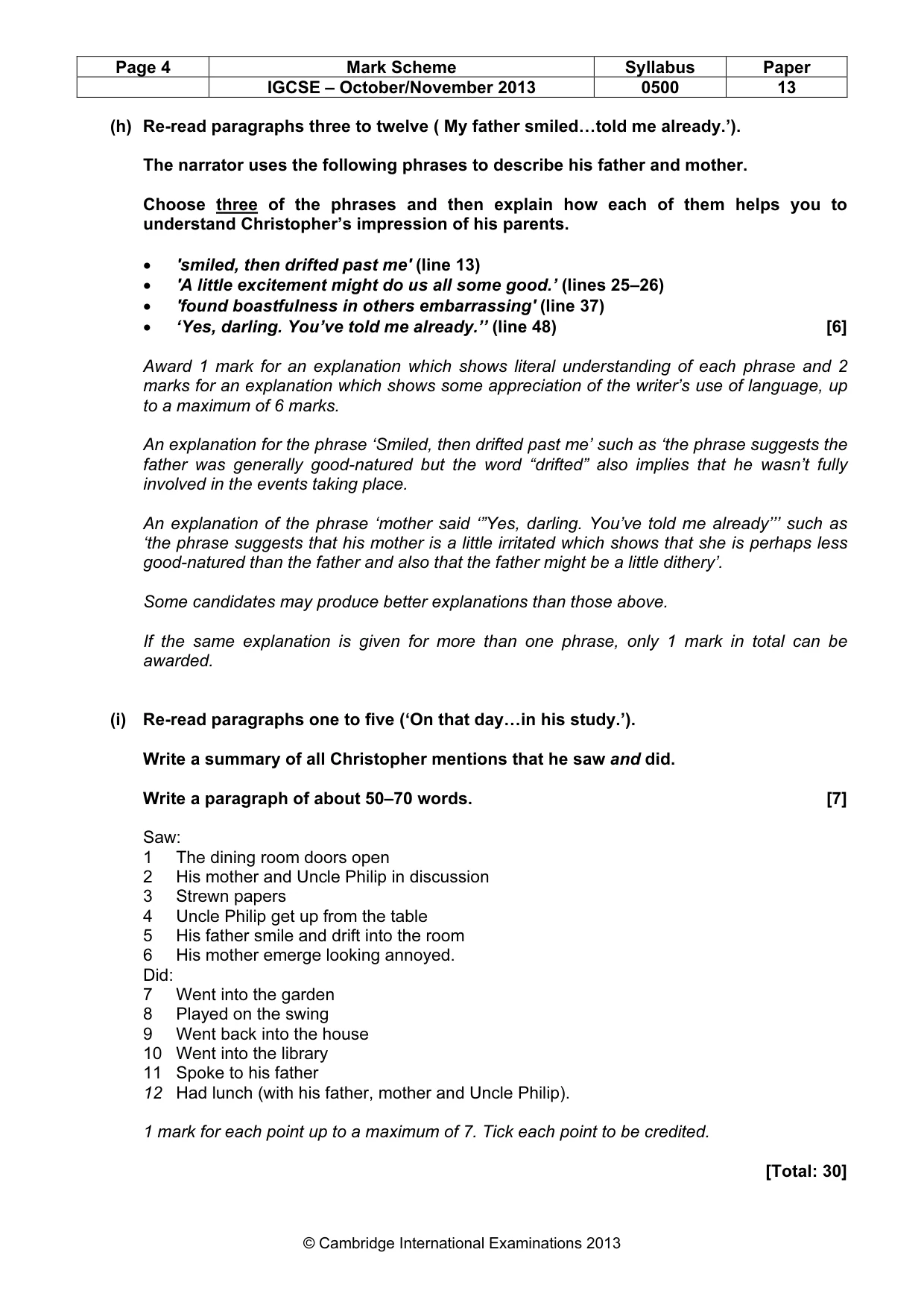 Mark scheme, page 4 of 7