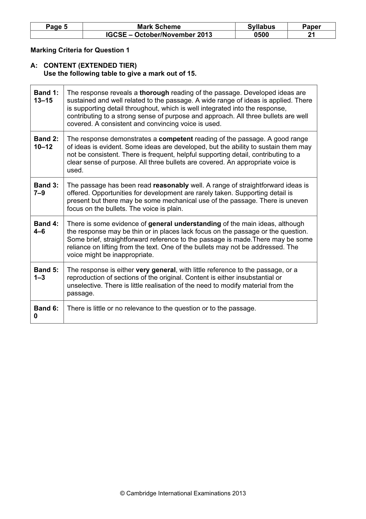 Mark scheme, page 5 of 12