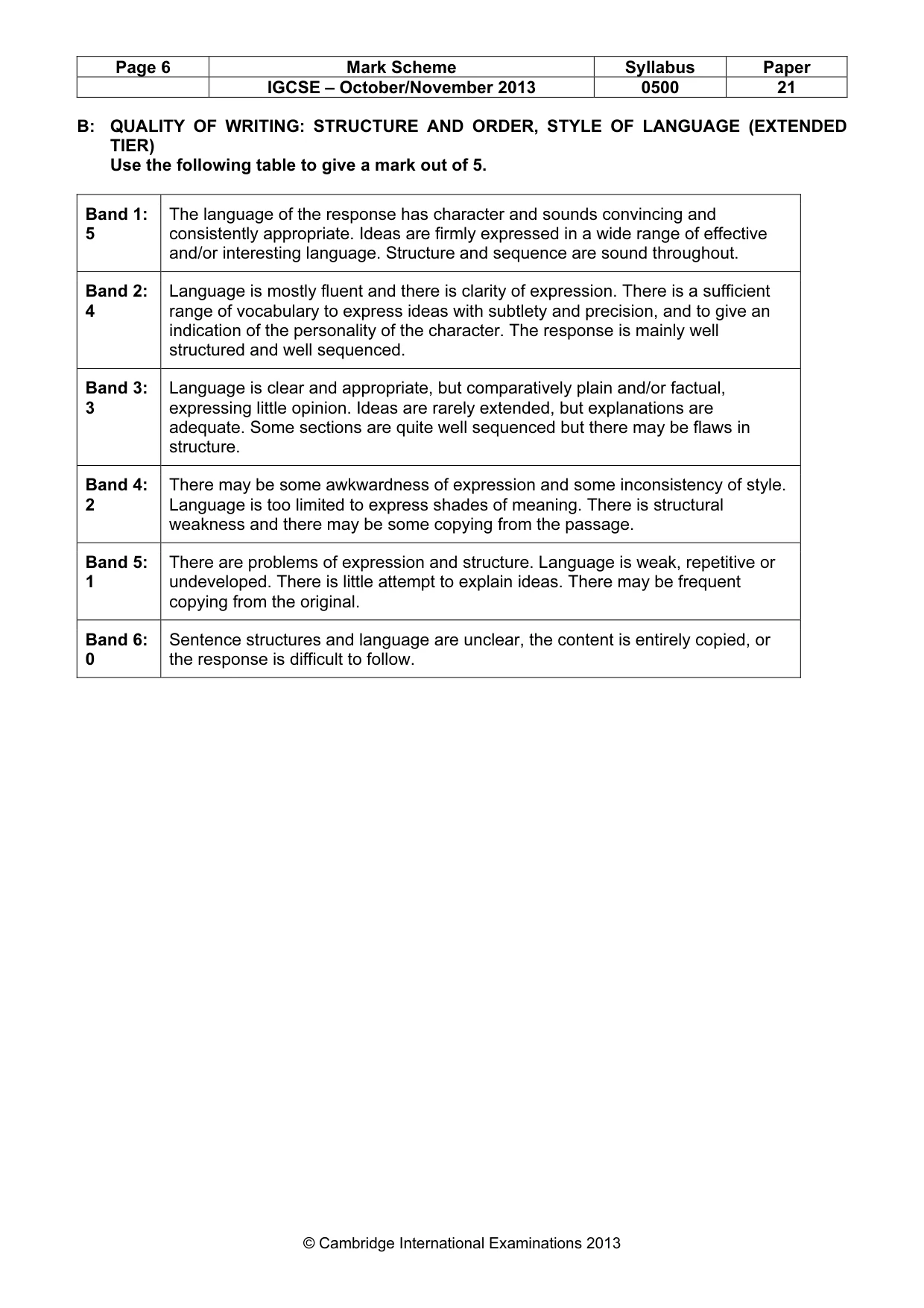 Mark scheme, page 6 of 12
