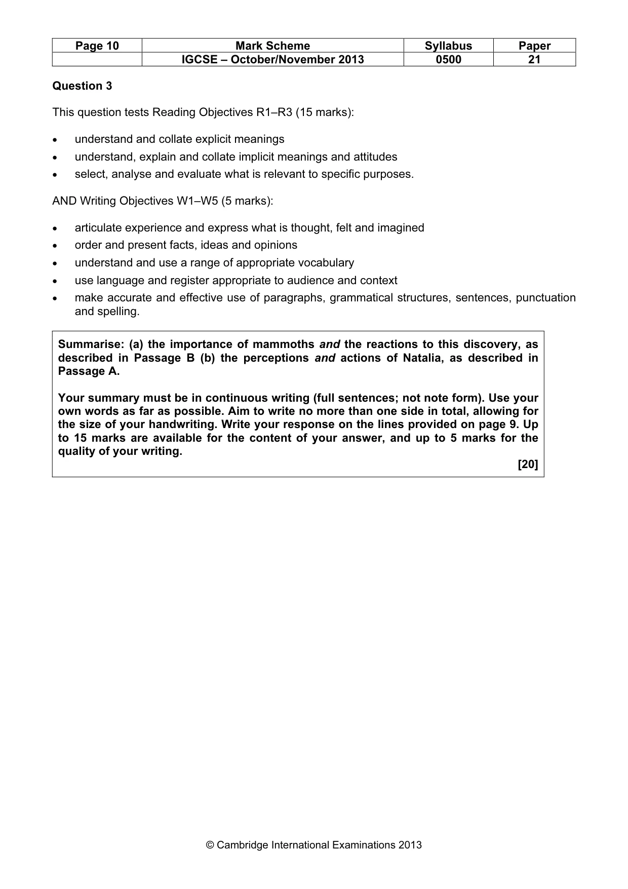 Mark scheme, page 10 of 12