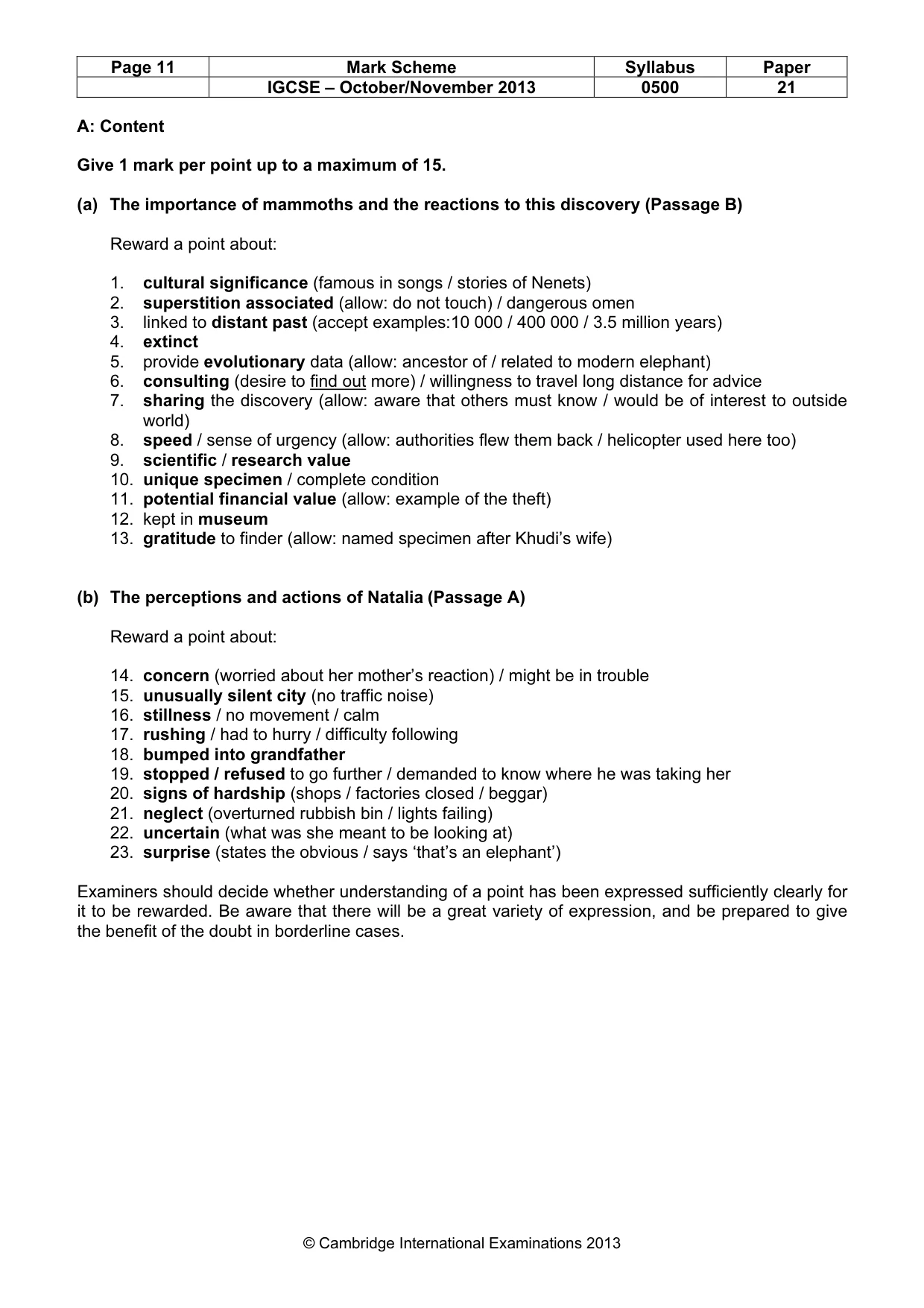 Mark scheme, page 11 of 12