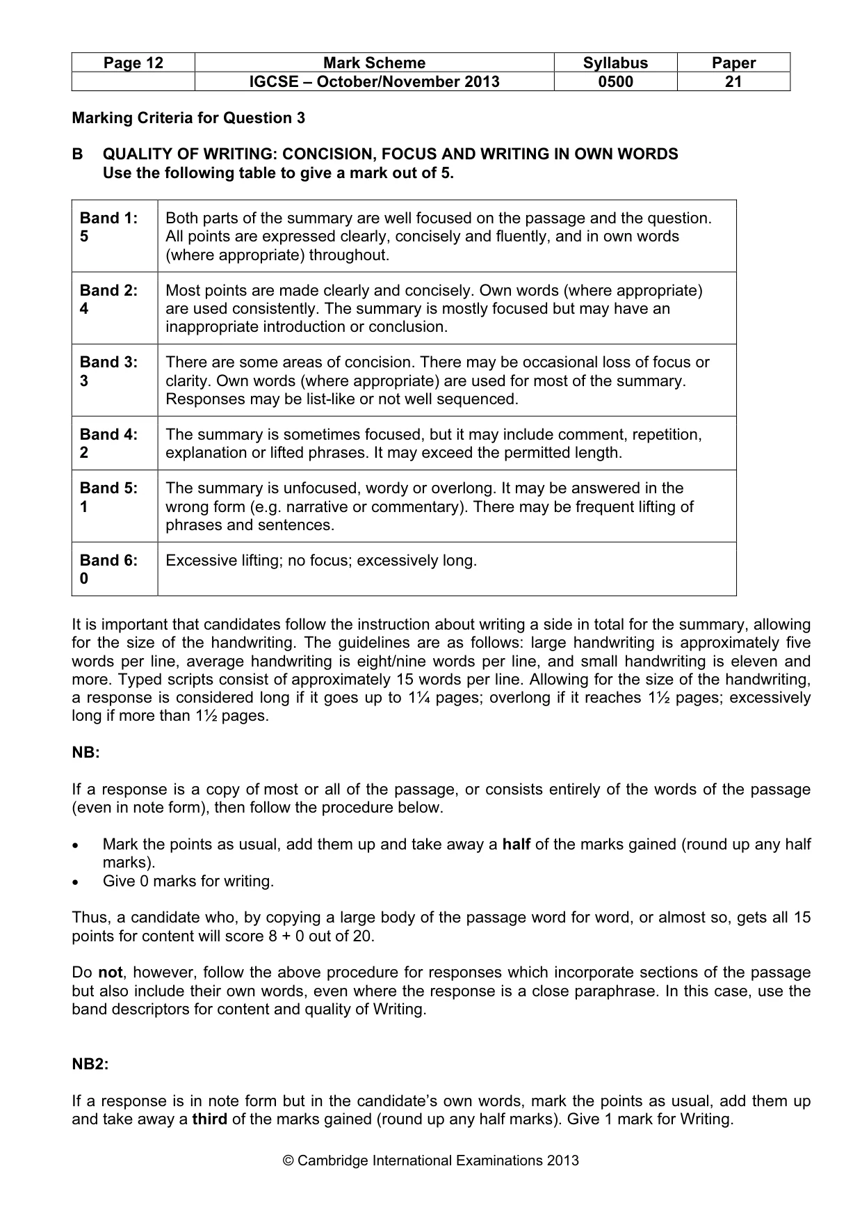 Mark scheme, page 12 of 12