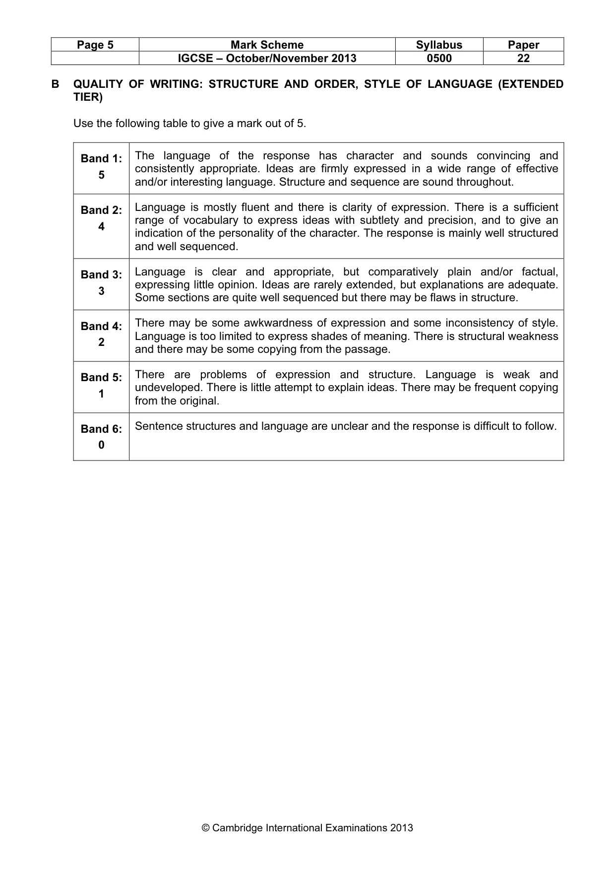 Mark scheme, page 5 of 11