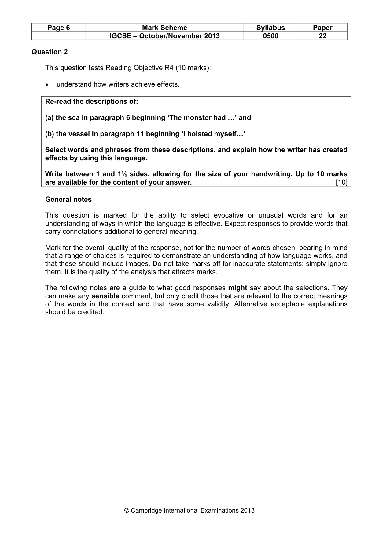 Mark scheme, page 6 of 11
