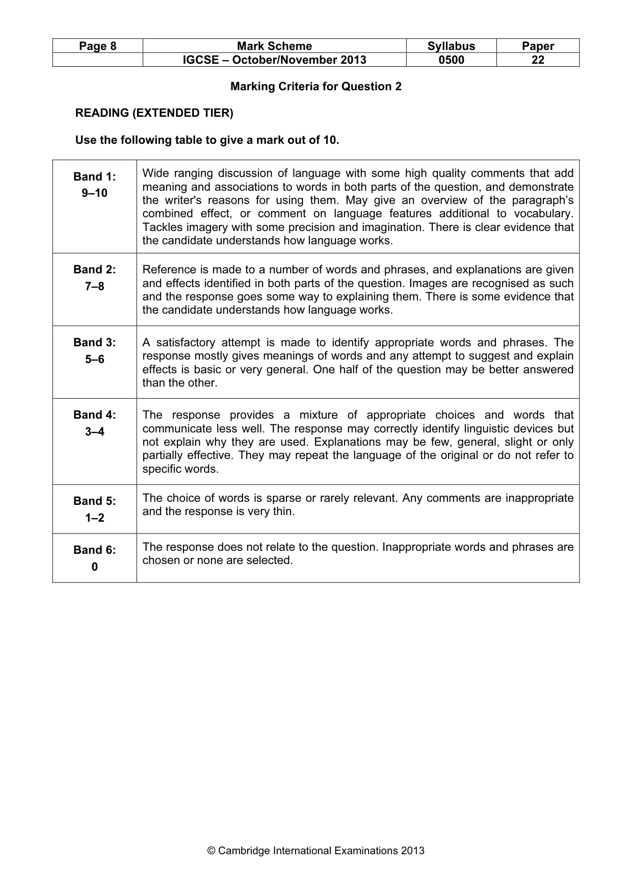 Mark scheme, page 8 of 11