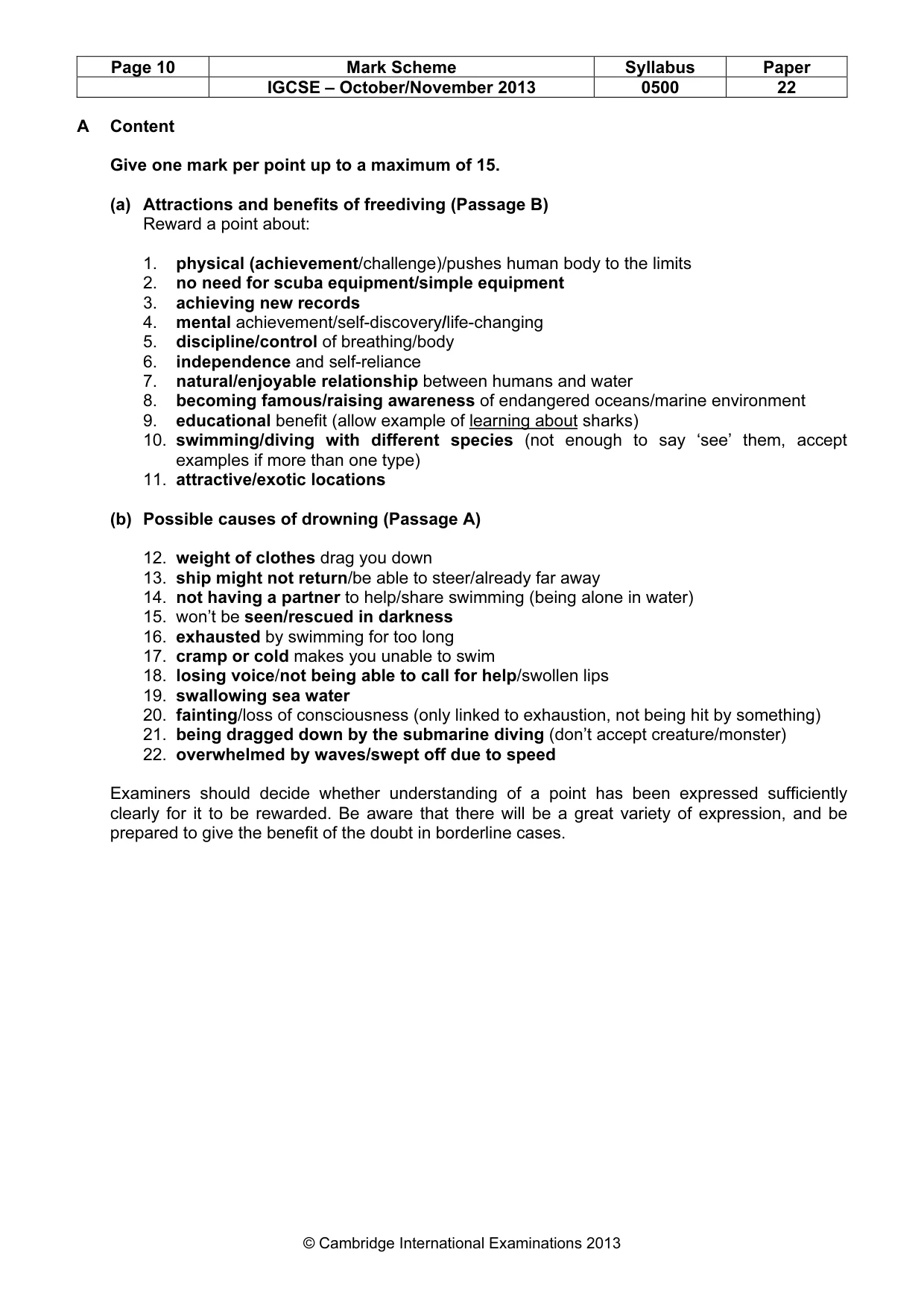 Mark scheme, page 10 of 11