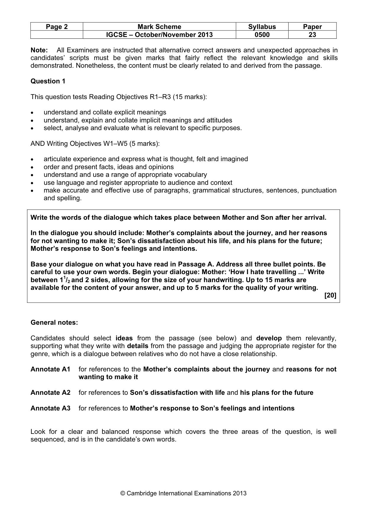 Mark scheme, page 2 of 13