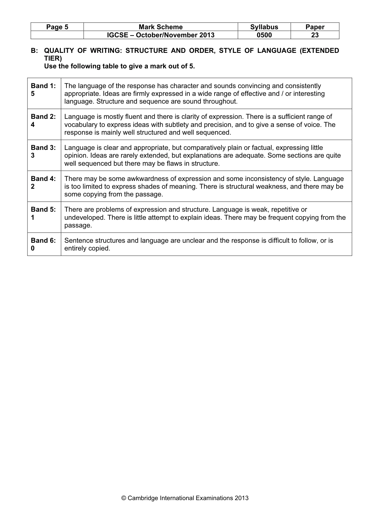 Mark scheme, page 5 of 13