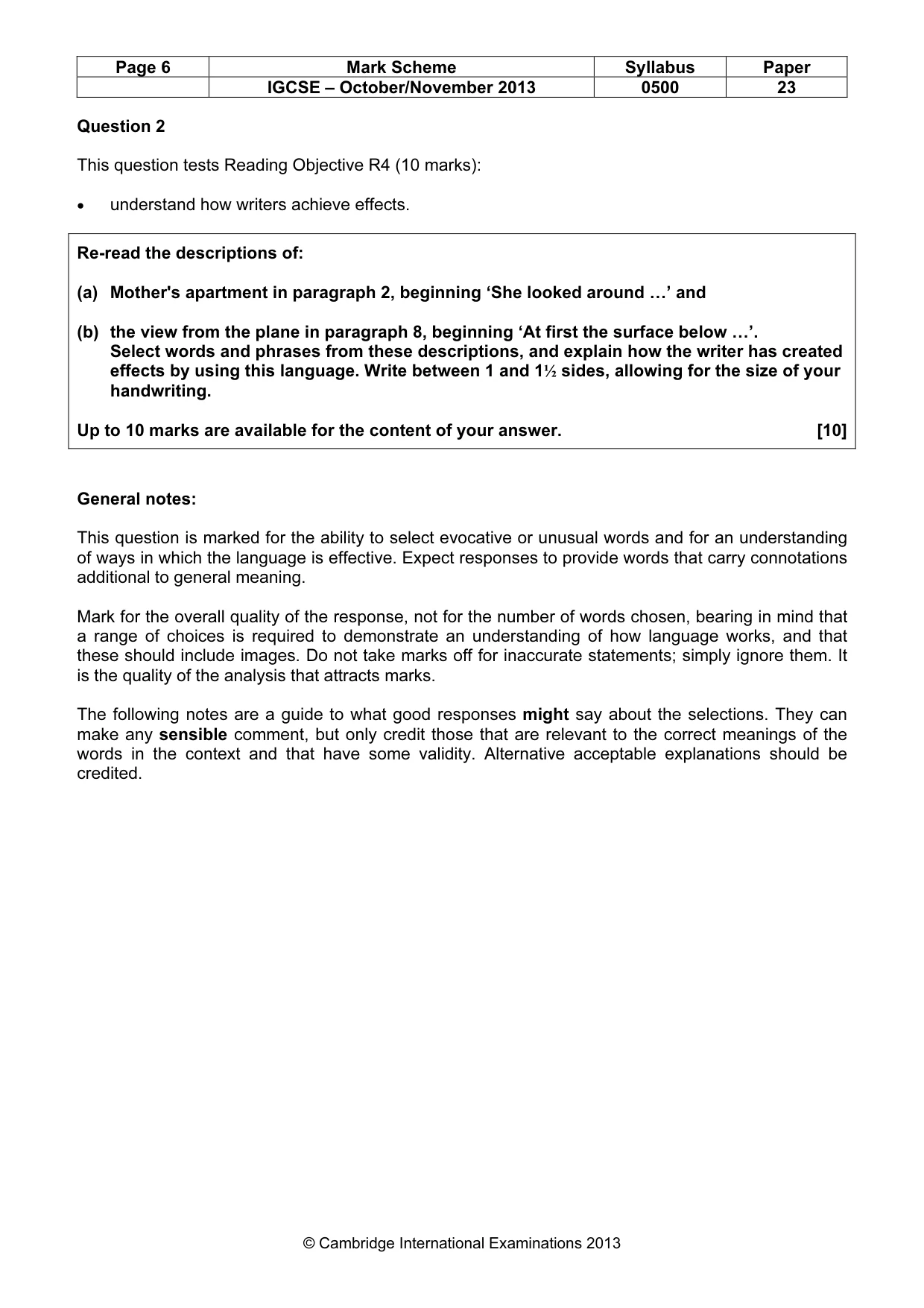 Mark scheme, page 6 of 13