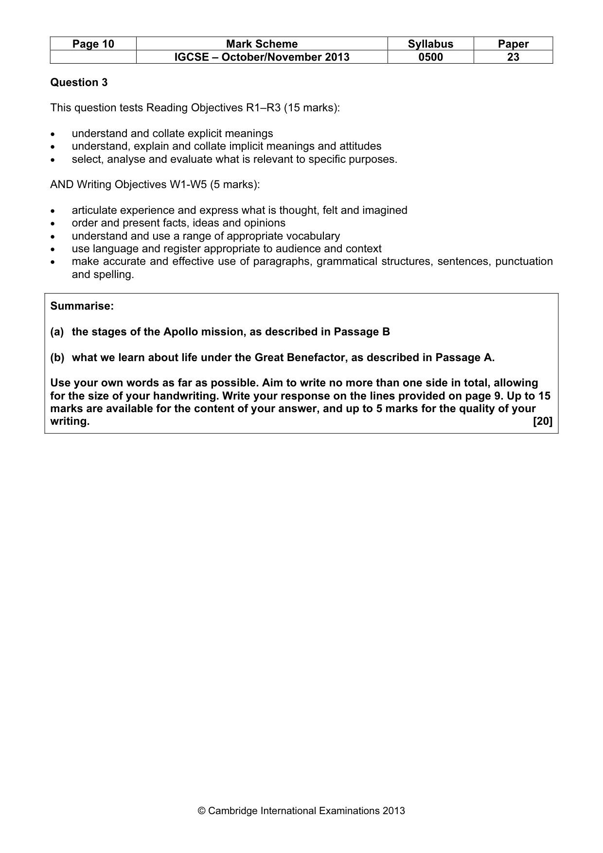 Mark scheme, page 10 of 13