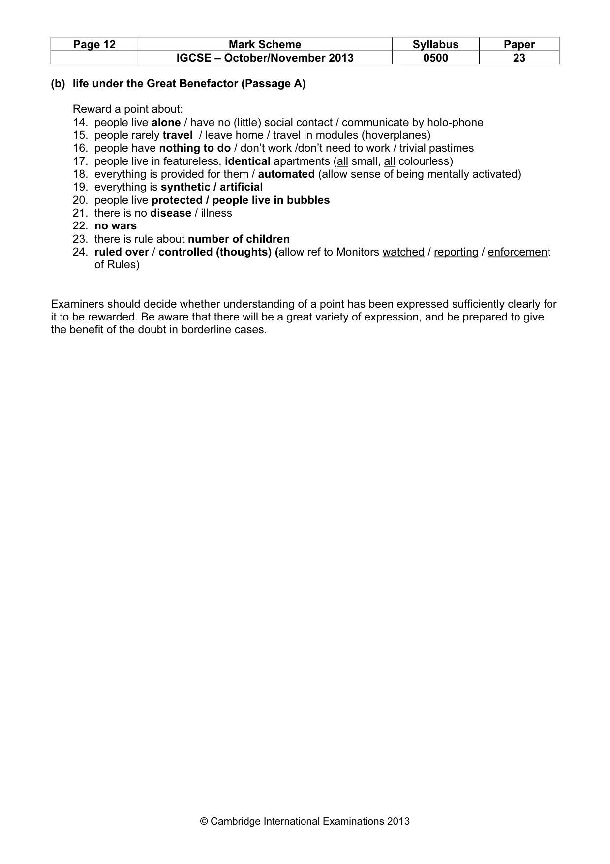 Mark scheme, page 12 of 13