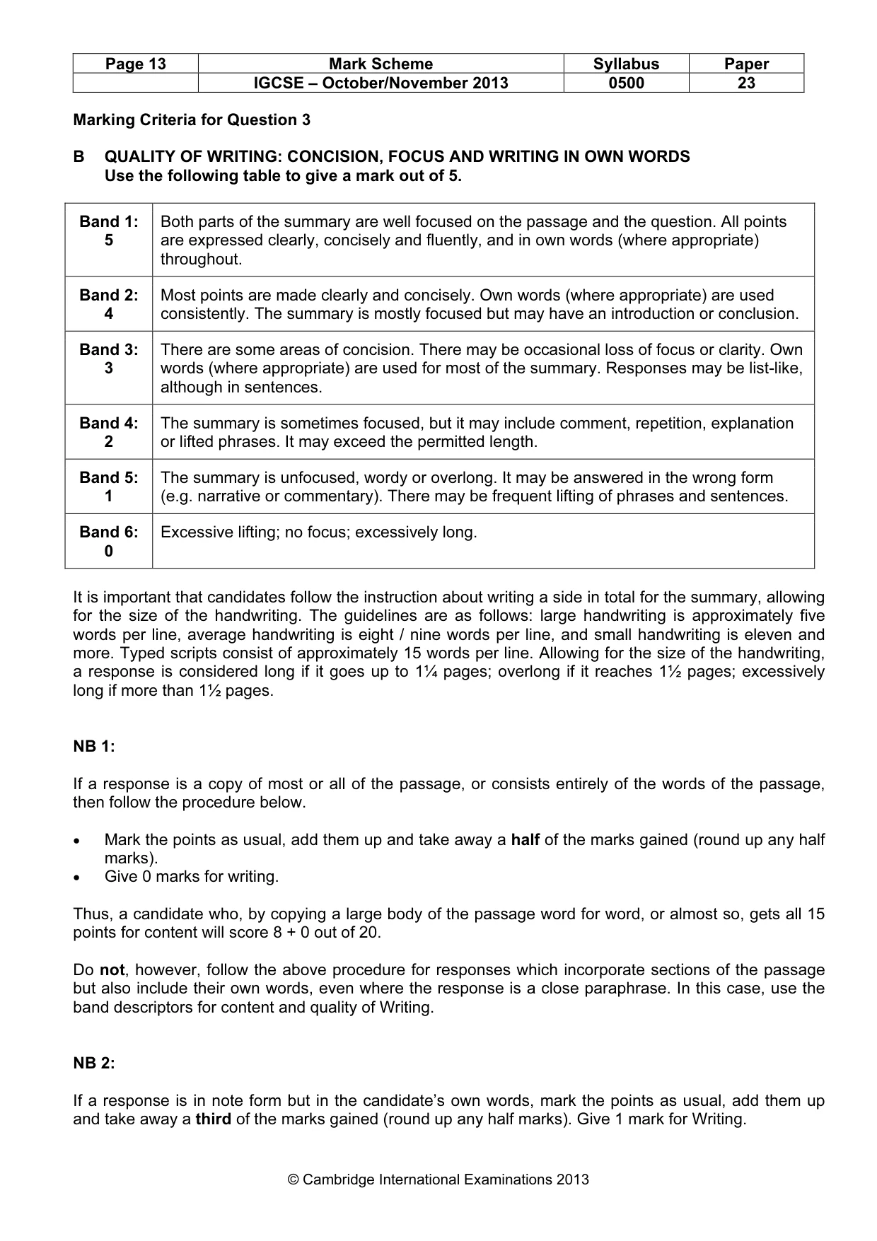 Mark scheme, page 13 of 13