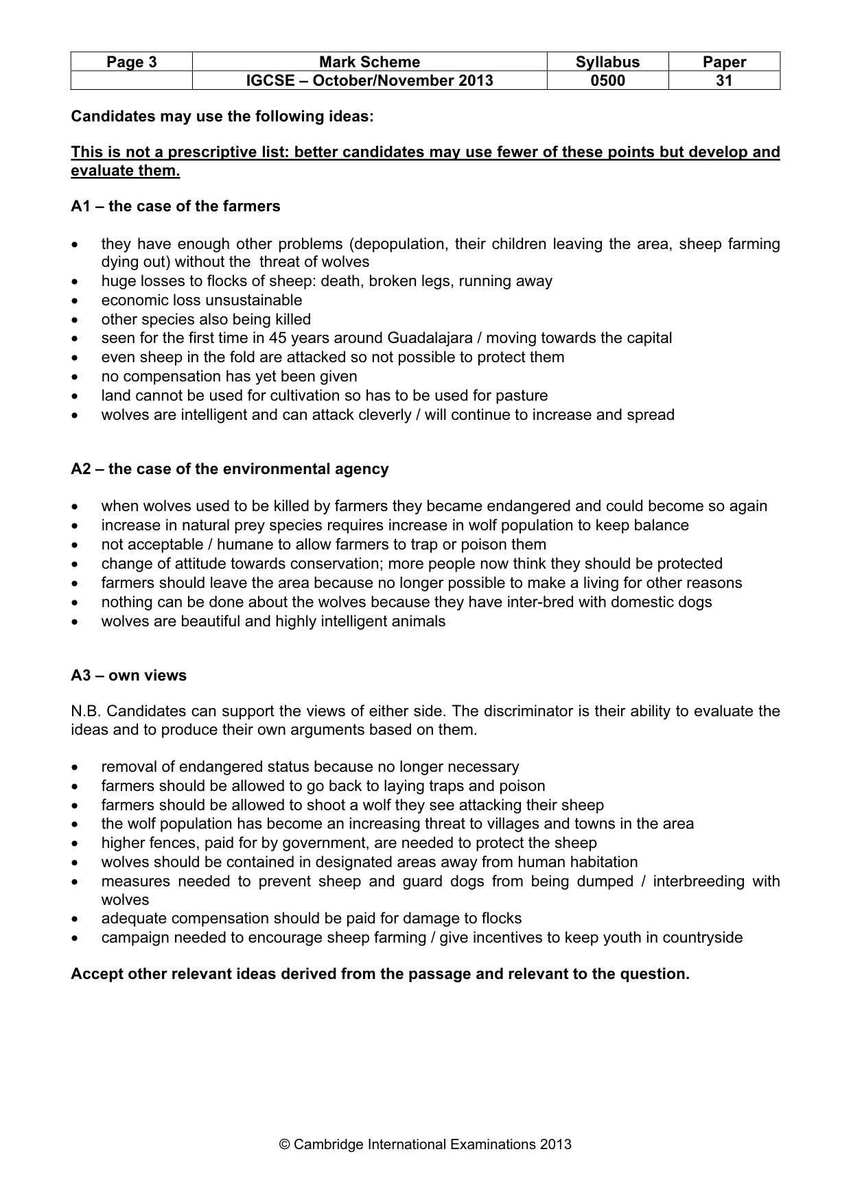 Mark scheme, page 3 of 9