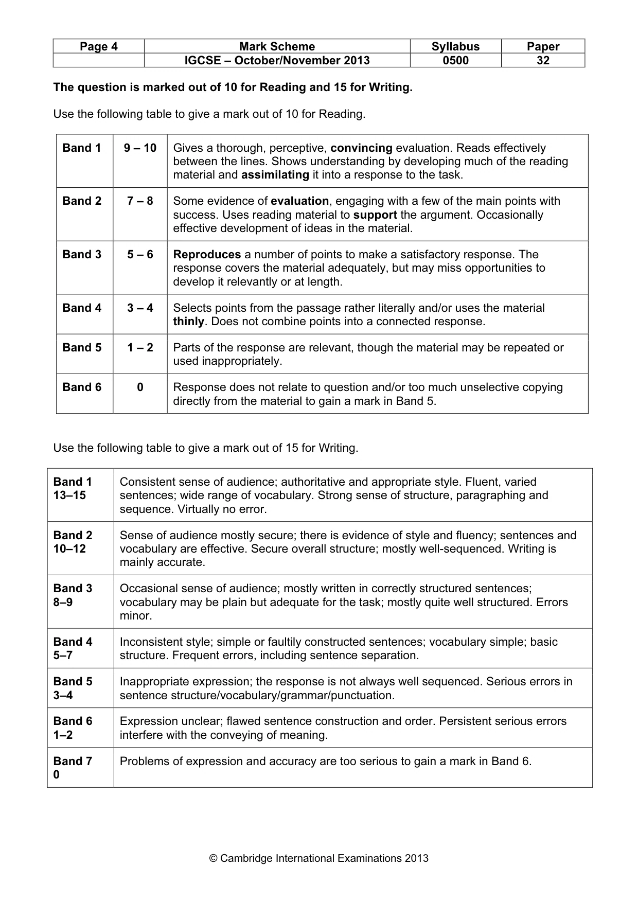 Mark scheme, page 4 of 9