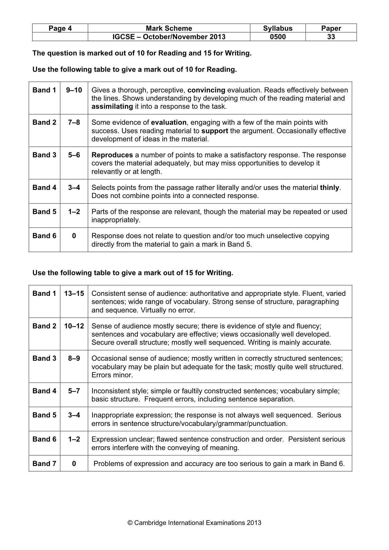 Mark scheme, page 4 of 9