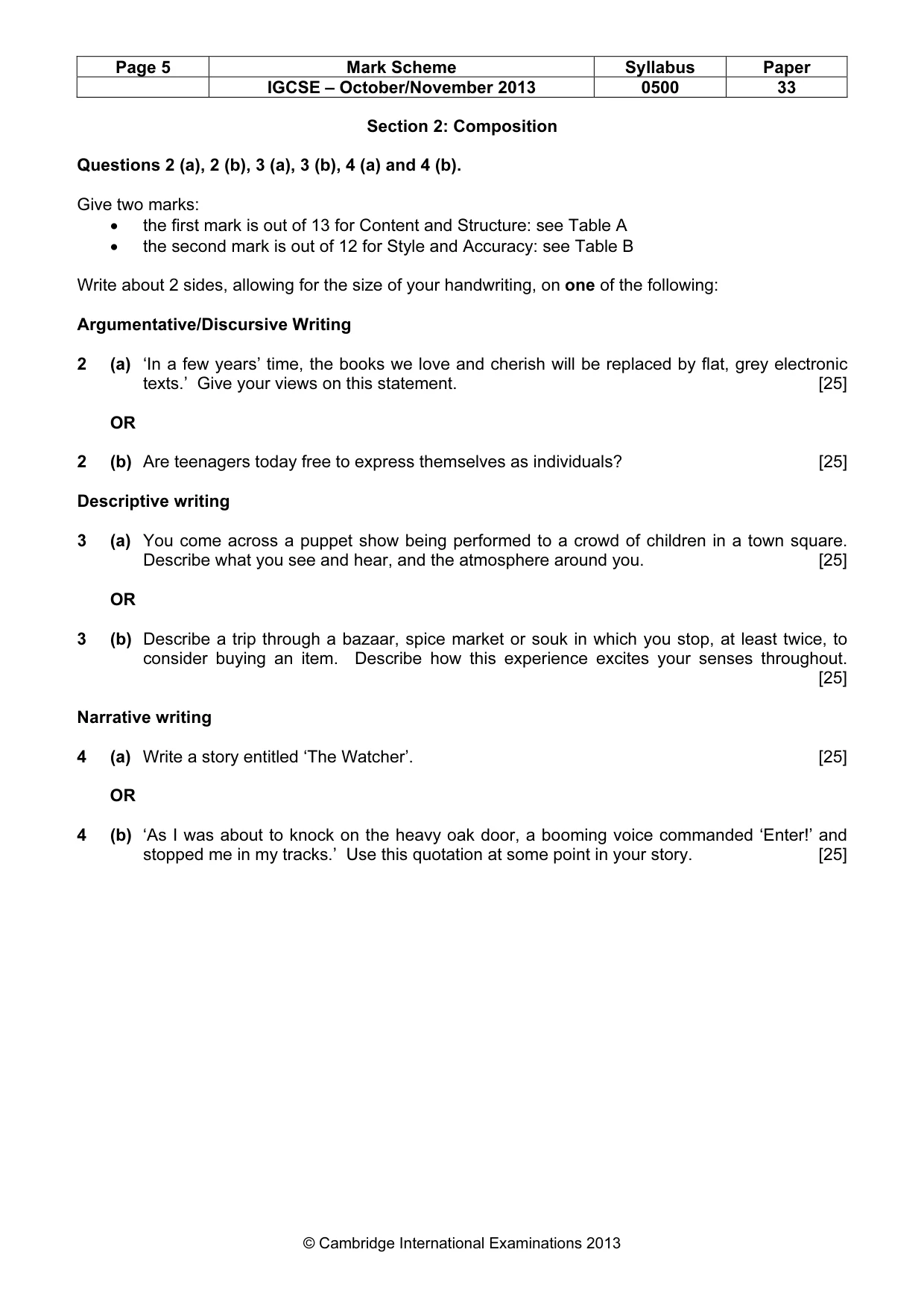 Mark scheme, page 5 of 9