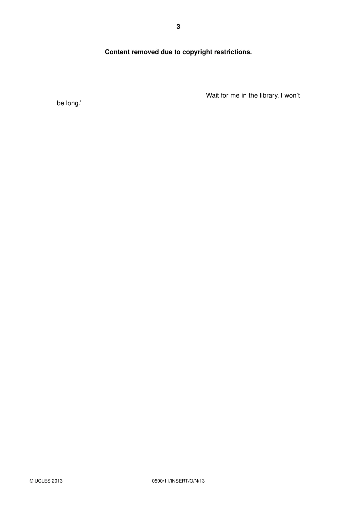 Cambridge IGCSE English - First Language 0500 2013 Oct/Nov Paper 1 · Variant 1 question paper, page 3 of 4