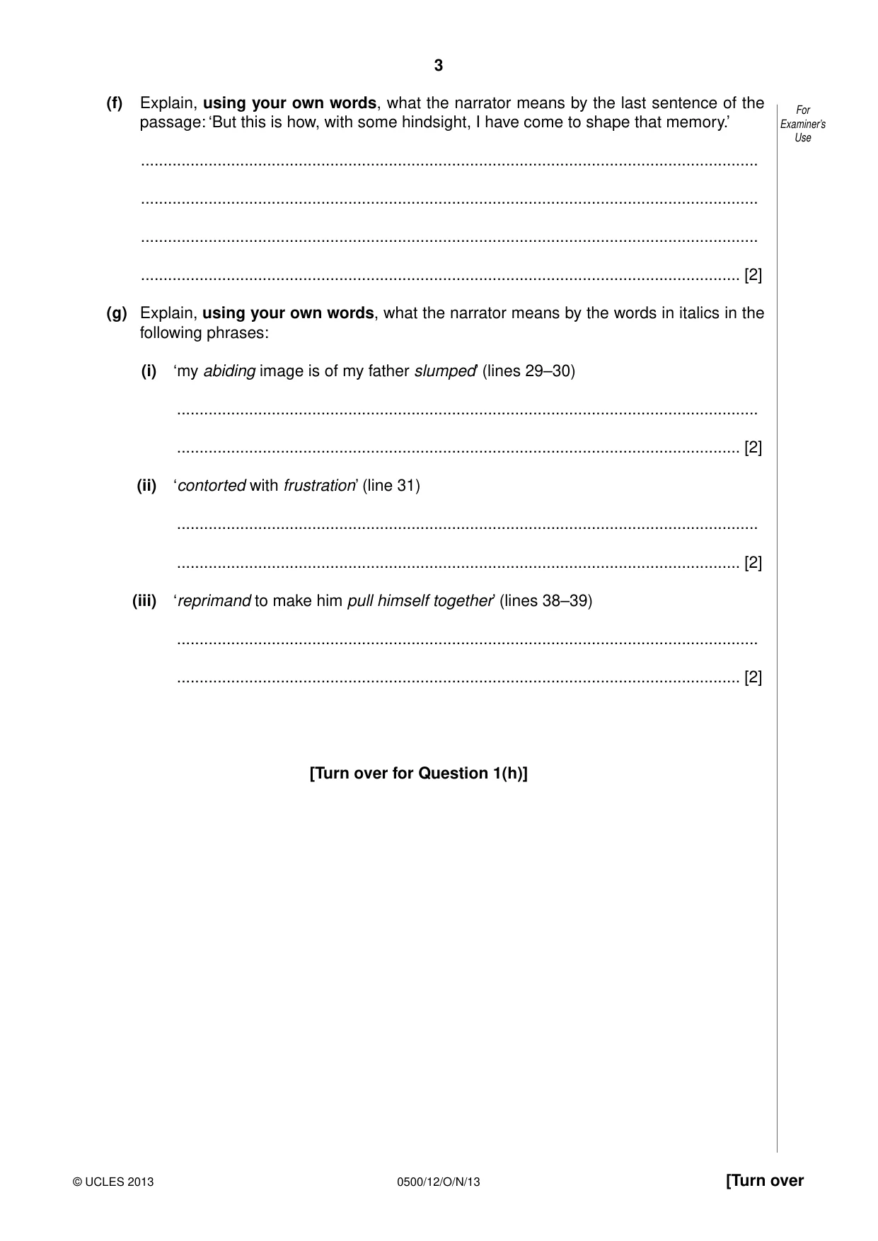 Cambridge IGCSE English - First Language 0500 2013 Oct/Nov Paper 1 · Variant 2 question paper, page 3 of 12