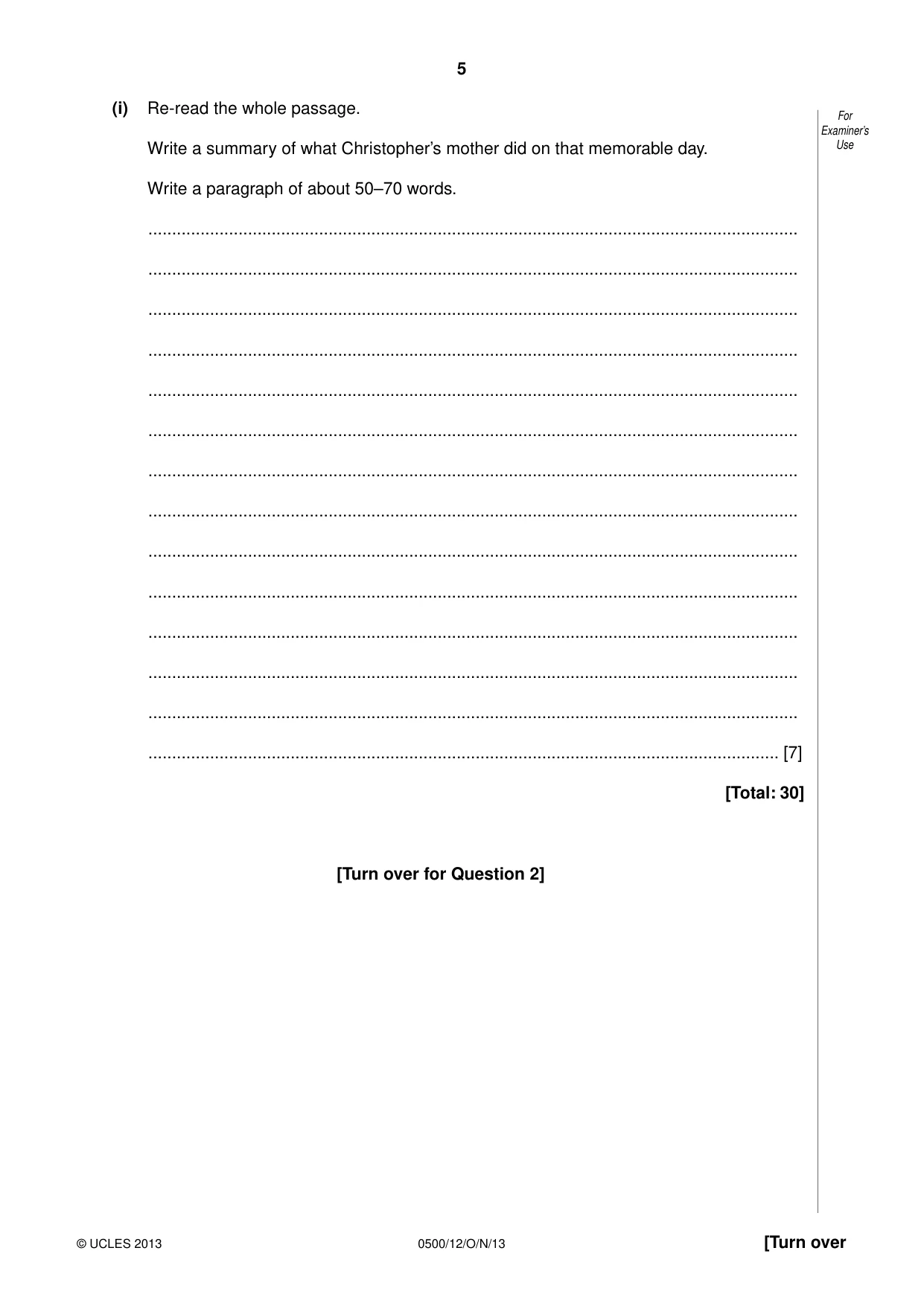 Cambridge IGCSE English - First Language 0500 2013 Oct/Nov Paper 1 · Variant 2 question paper, page 5 of 12