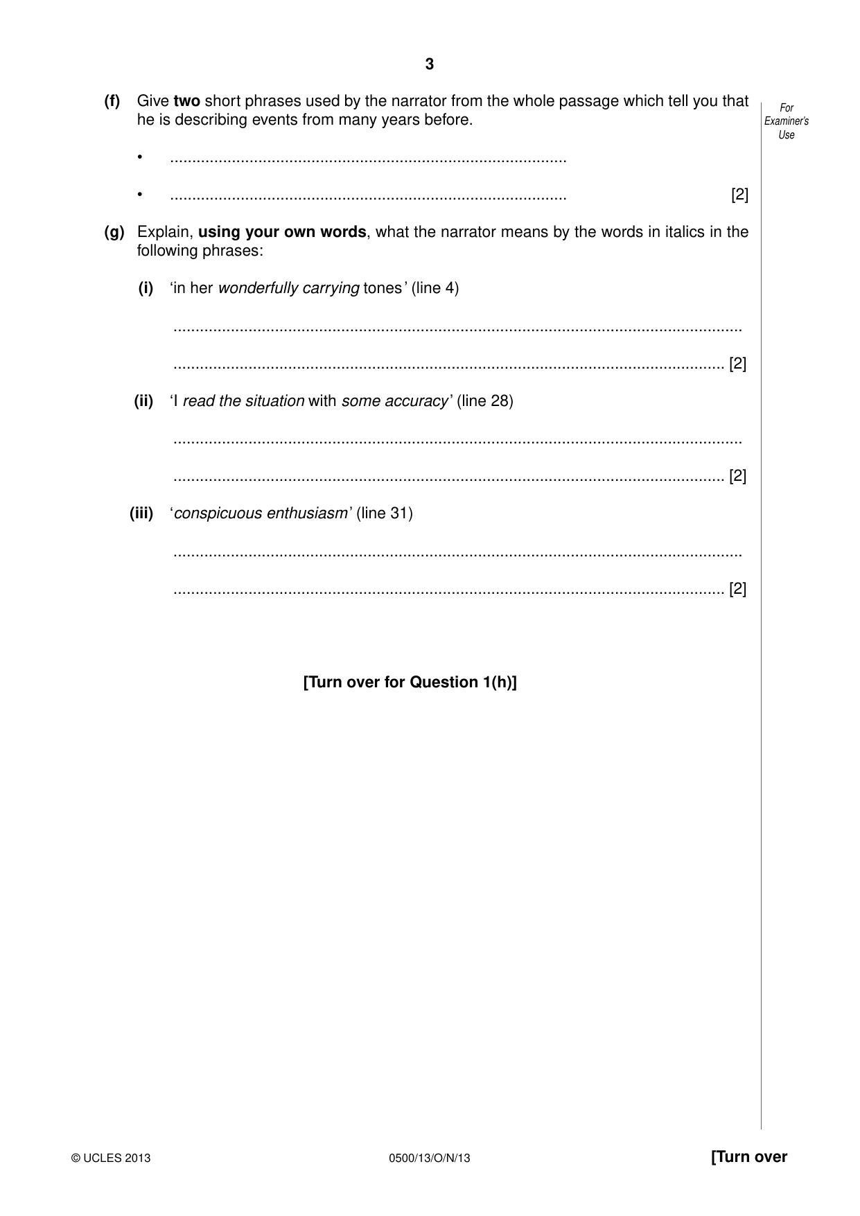 Cambridge IGCSE English - First Language 0500 2013 Oct/Nov Paper 1 · Variant 3 question paper, page 3 of 12