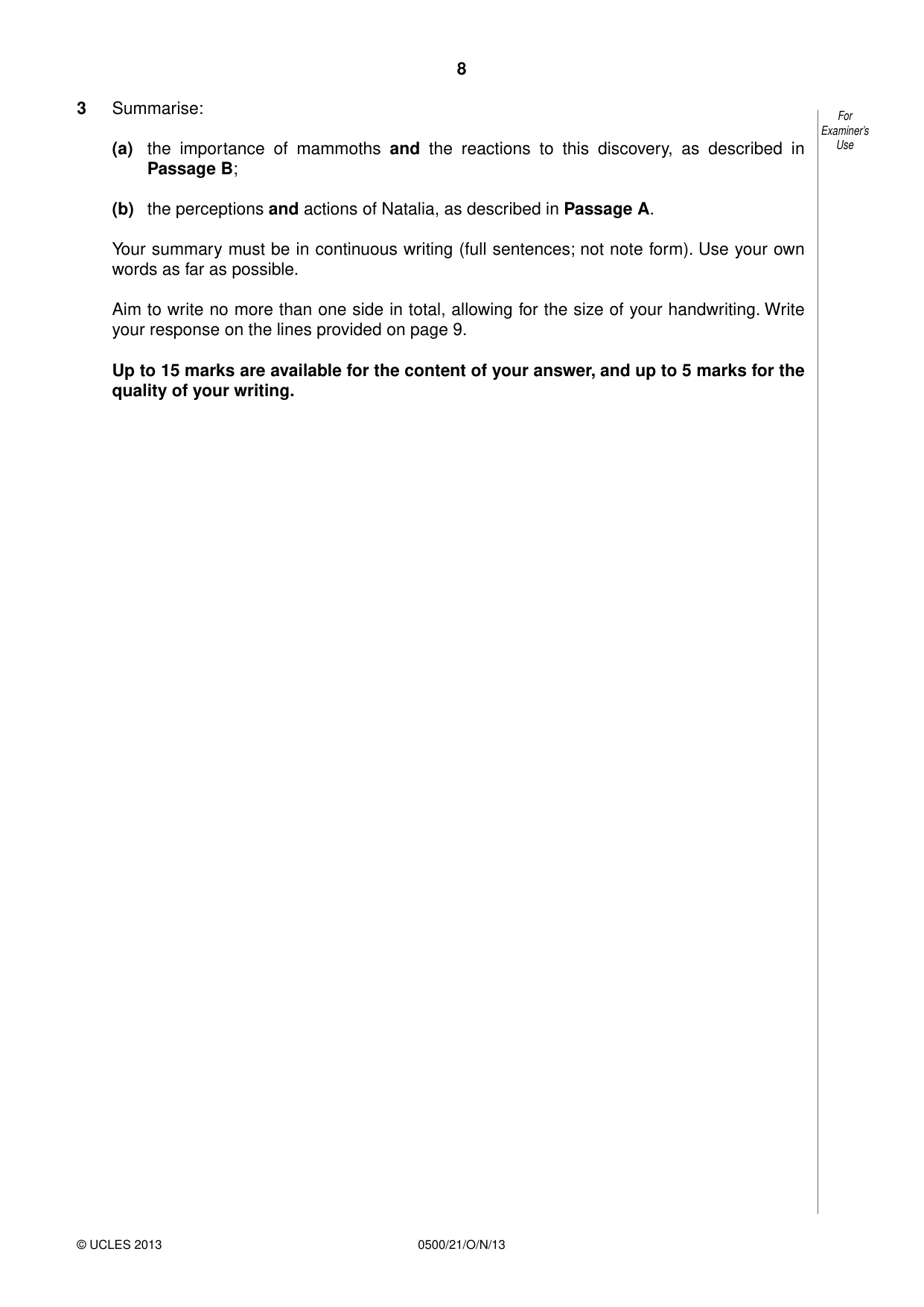 Cambridge IGCSE English - First Language 0500 2013 Oct/Nov Paper 2 · Variant 1 question paper, page 8 of 12