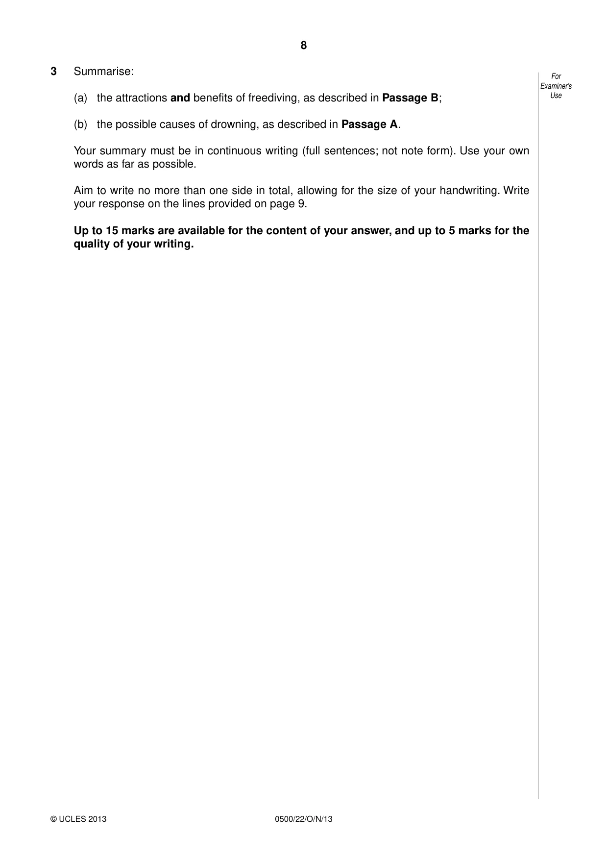 Cambridge IGCSE English - First Language 0500 2013 Oct/Nov Paper 2 · Variant 2 question paper, page 8 of 12