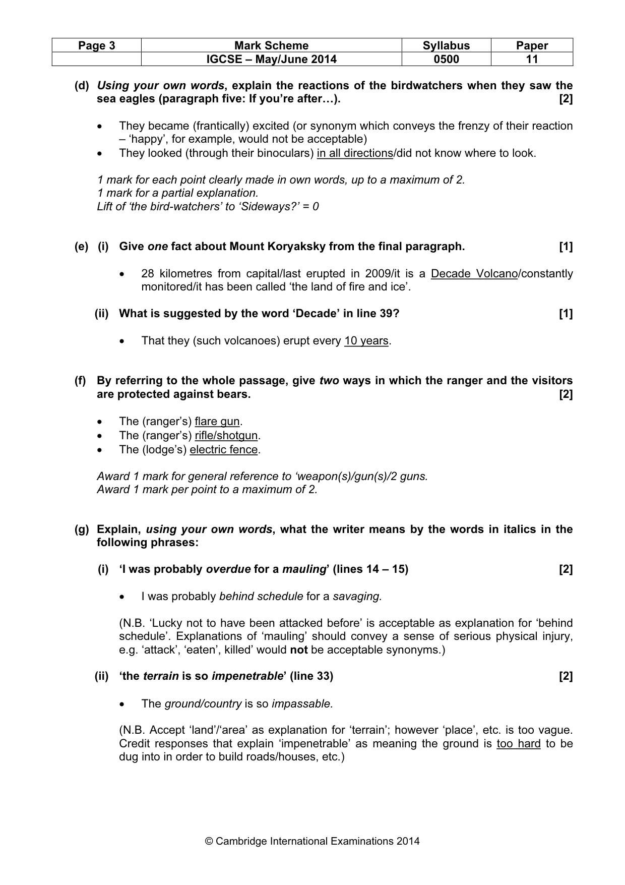 Mark scheme, page 3 of 9