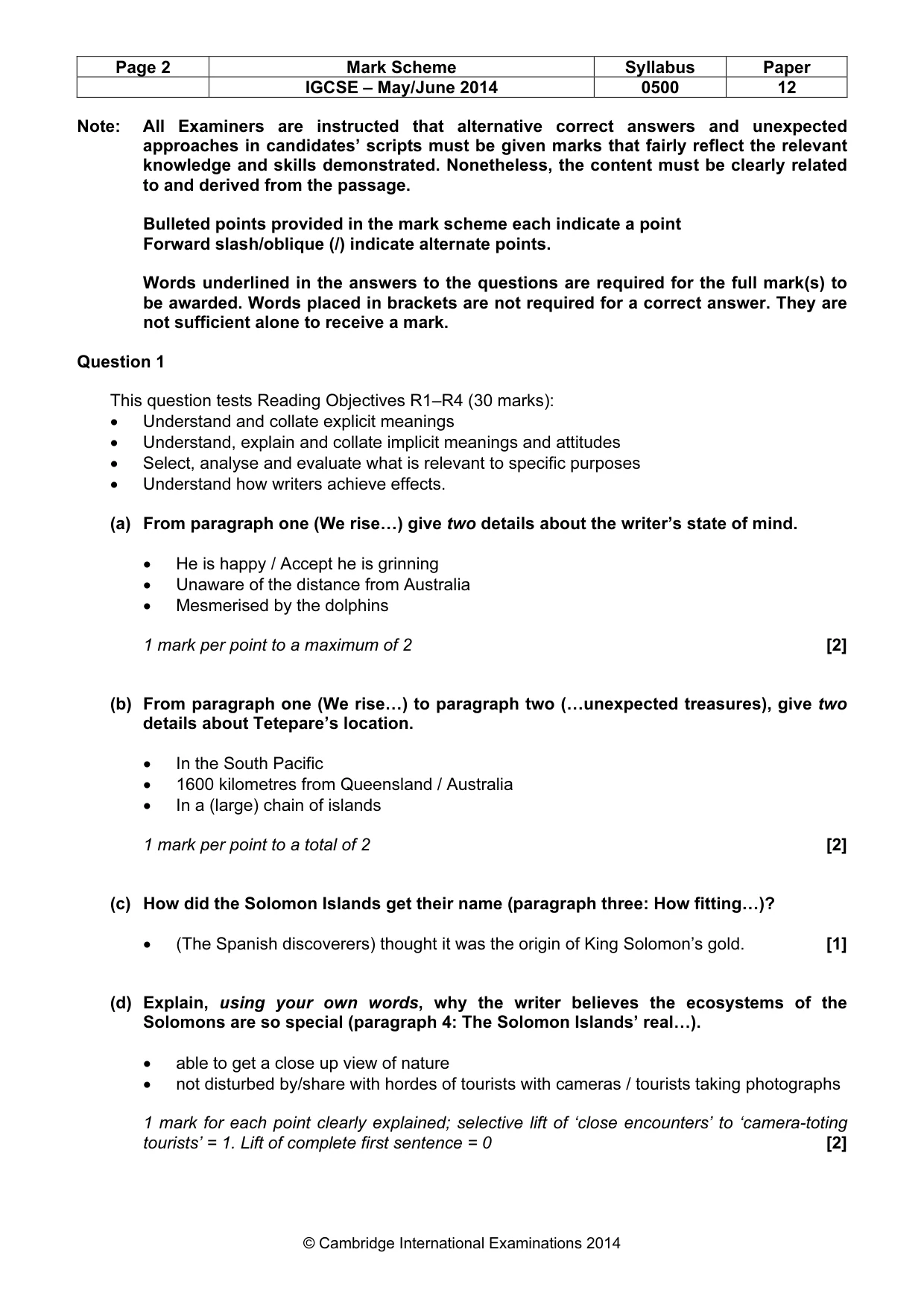 Mark scheme, page 2 of 8
