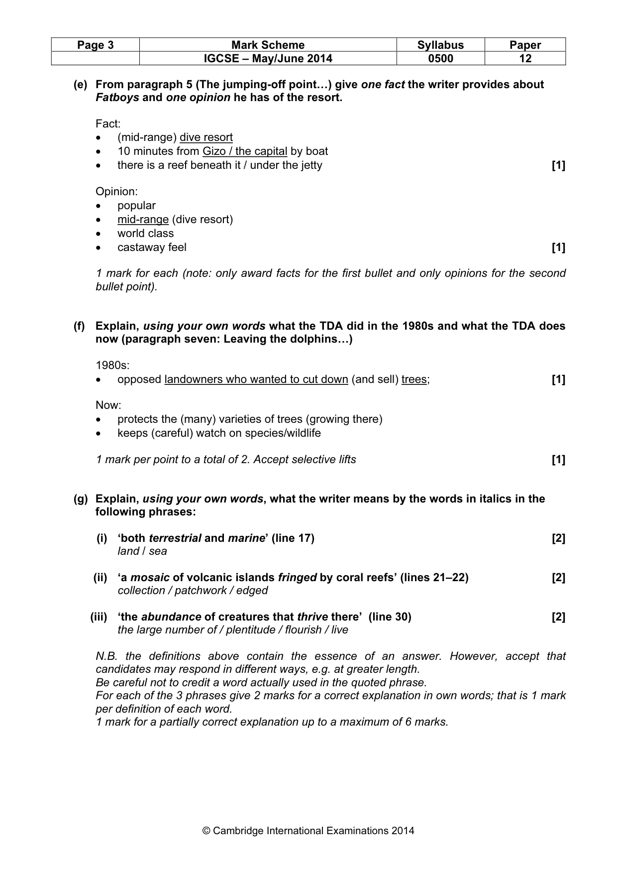 Mark scheme, page 3 of 8