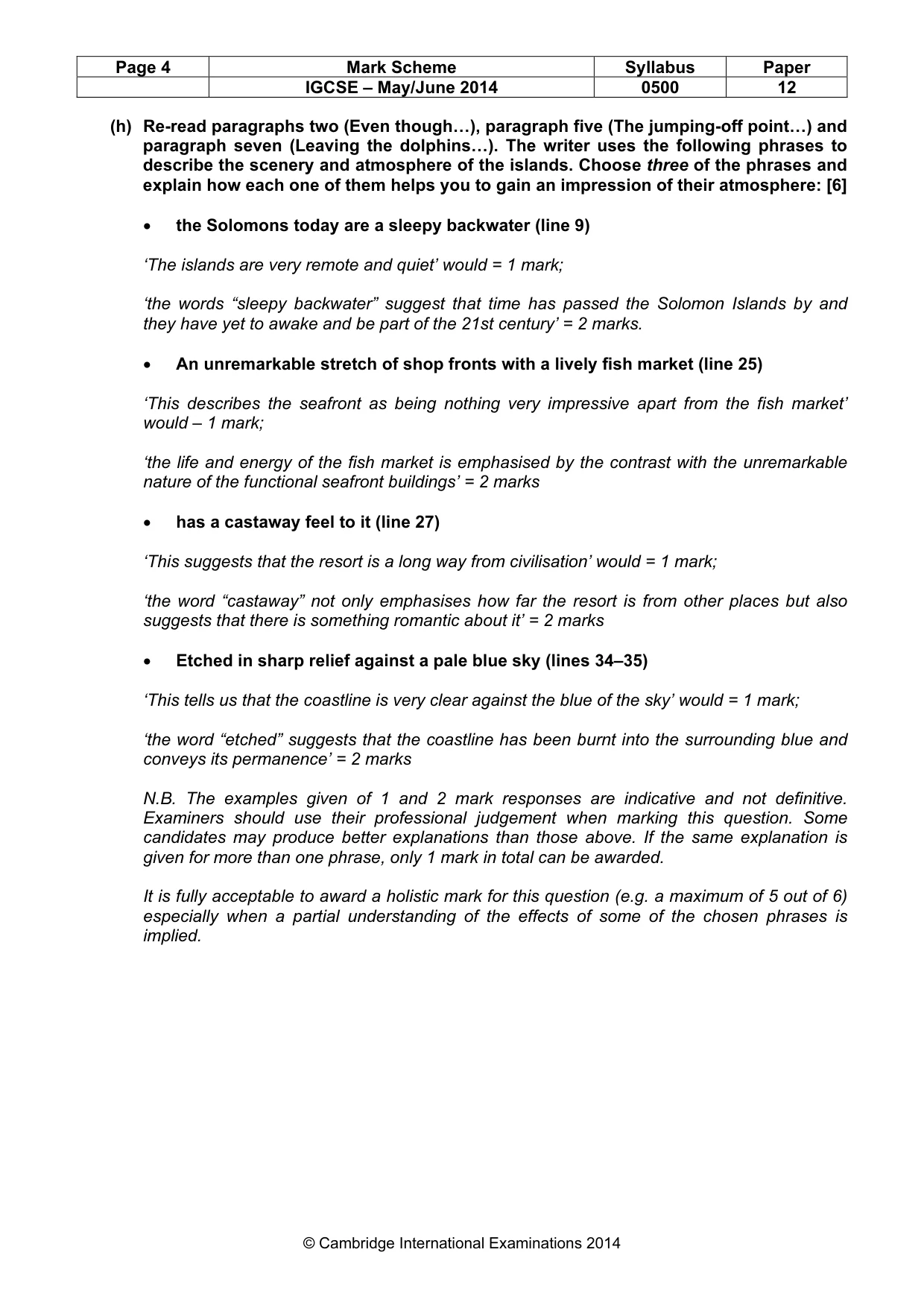 Mark scheme, page 4 of 8