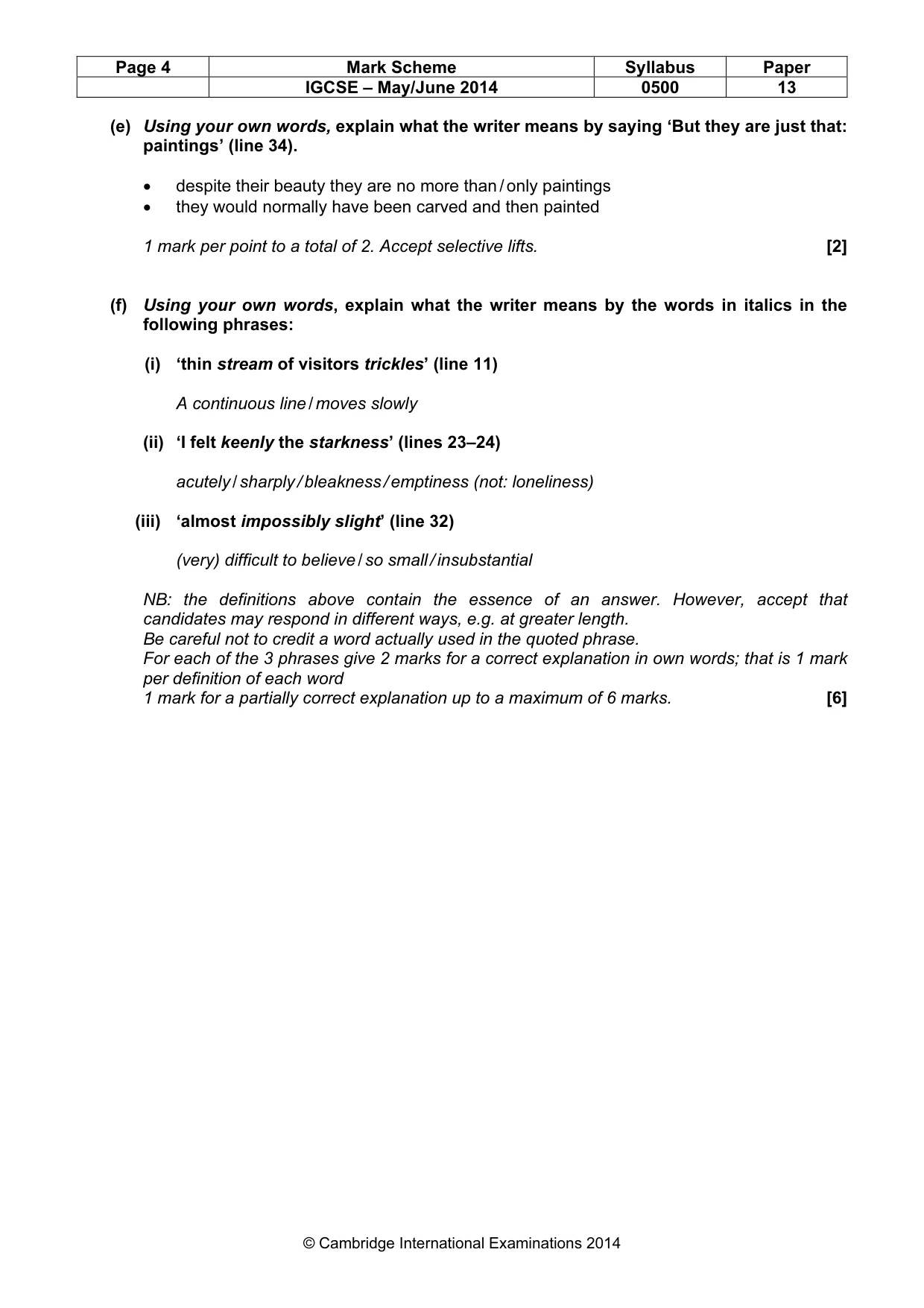 Mark scheme, page 4 of 8