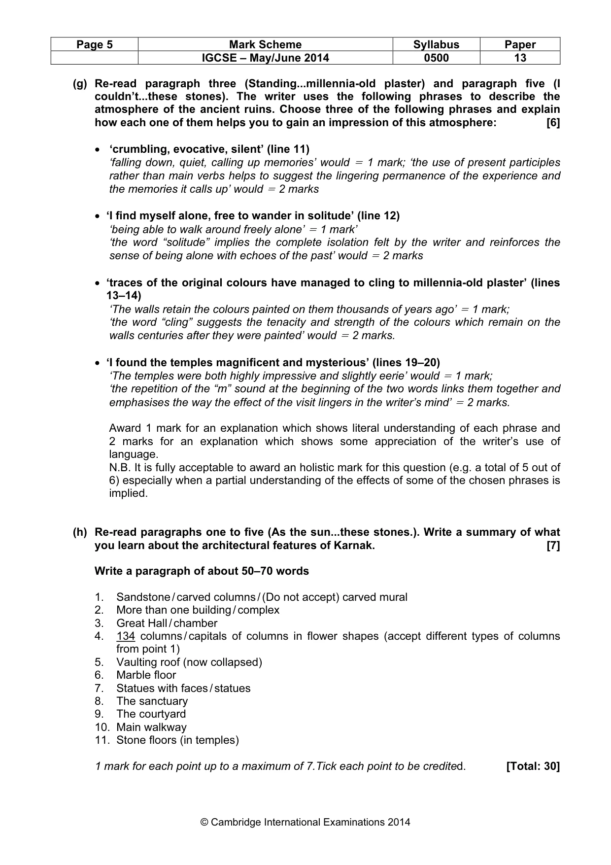 Mark scheme, page 5 of 8