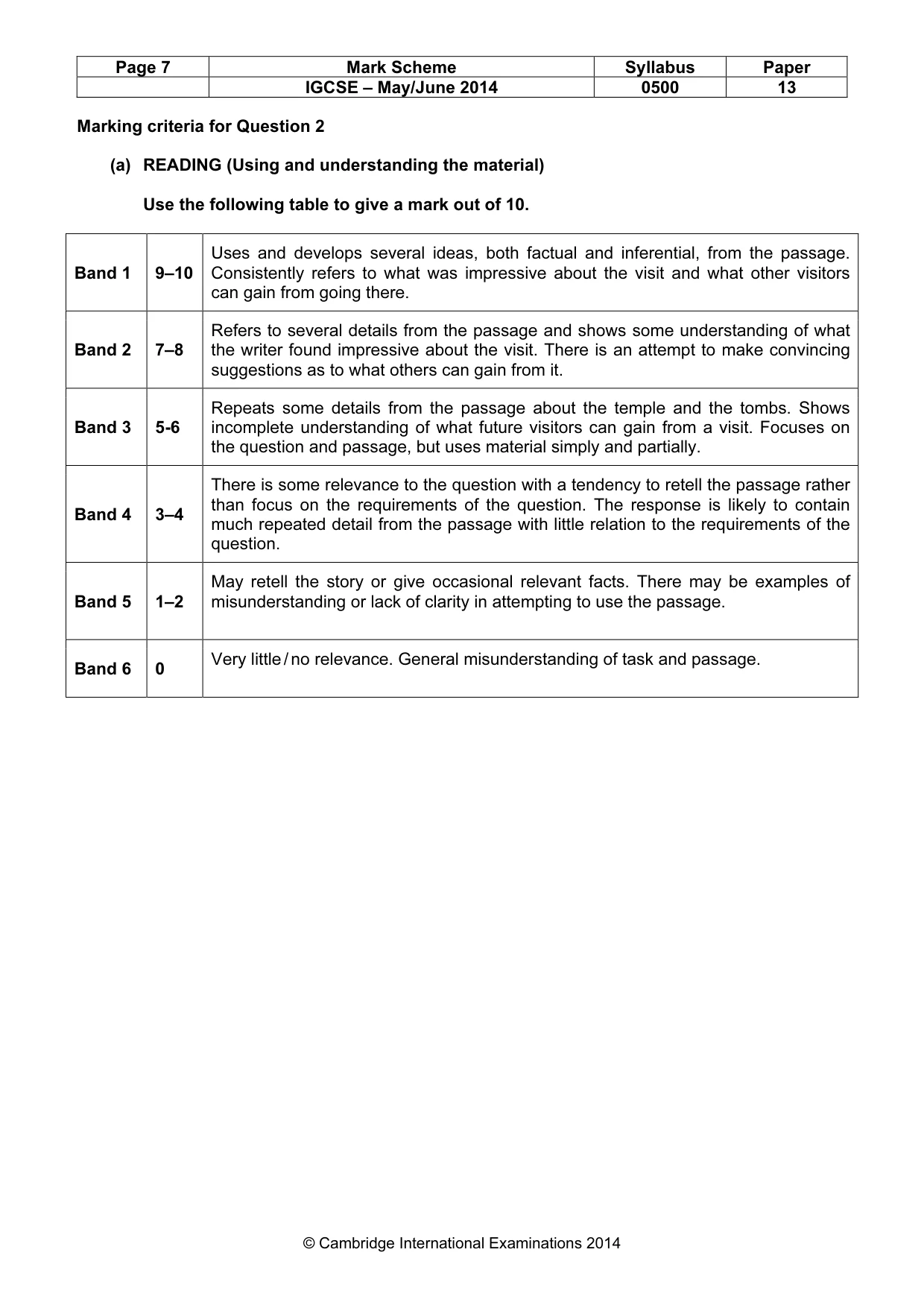 Mark scheme, page 7 of 8