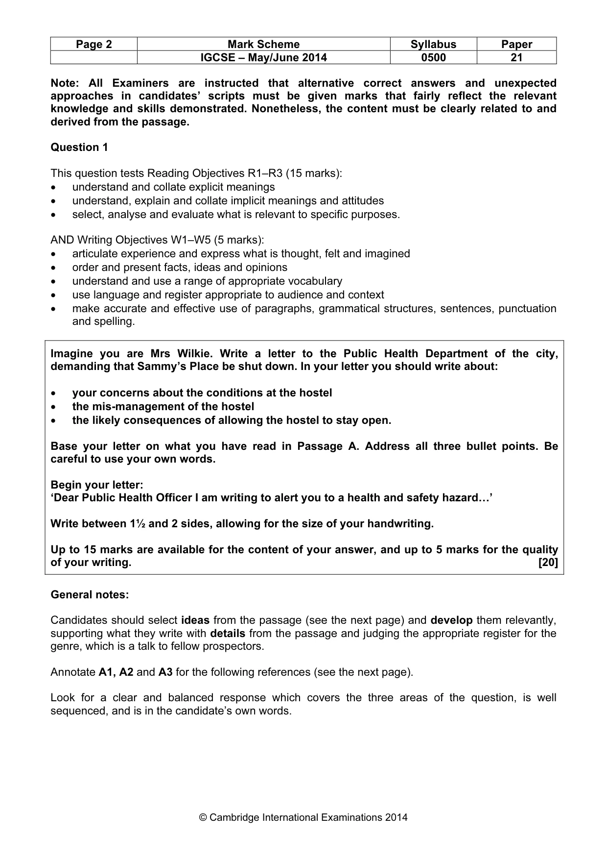 Mark scheme, page 2 of 10