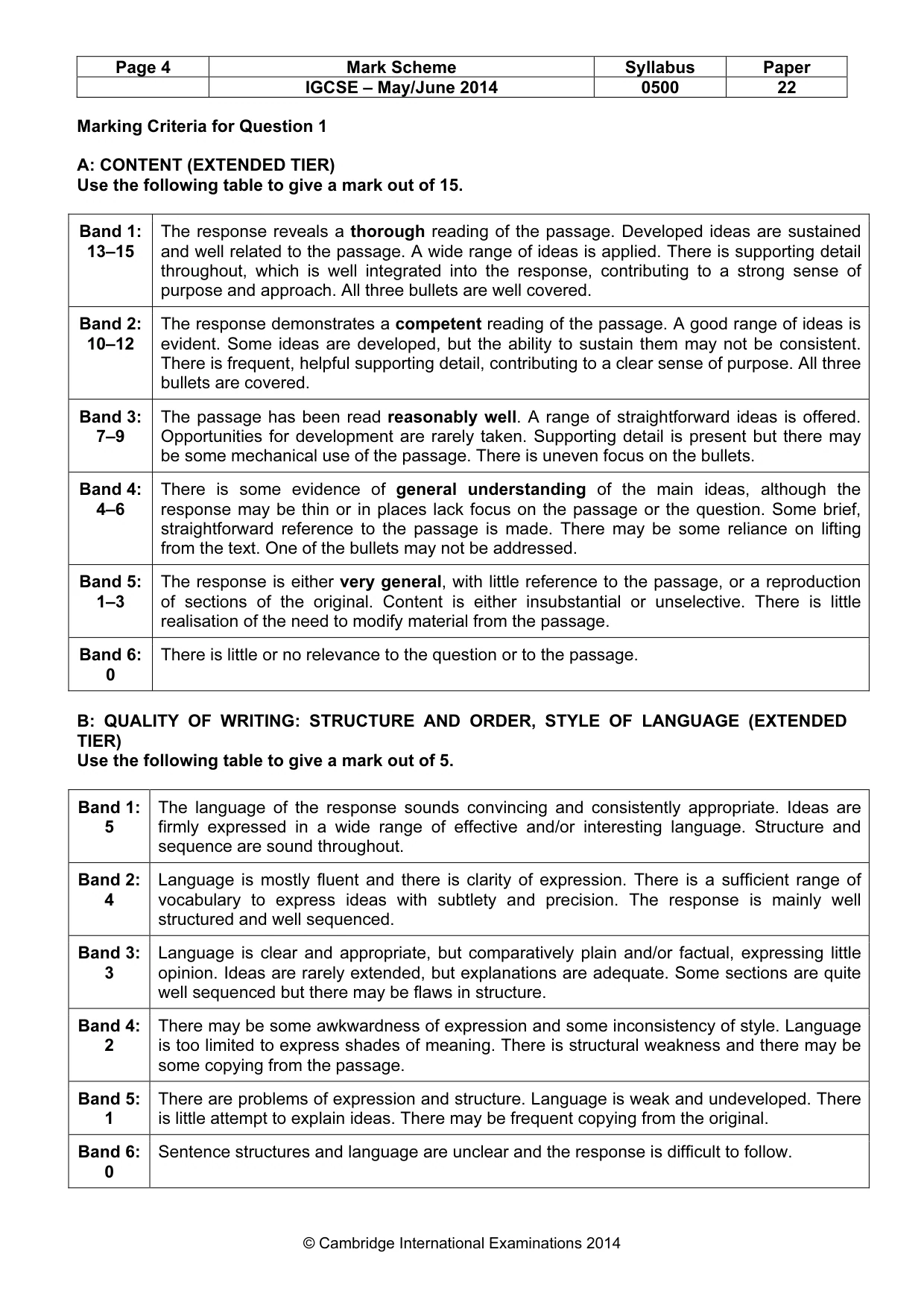Mark scheme, page 4 of 10